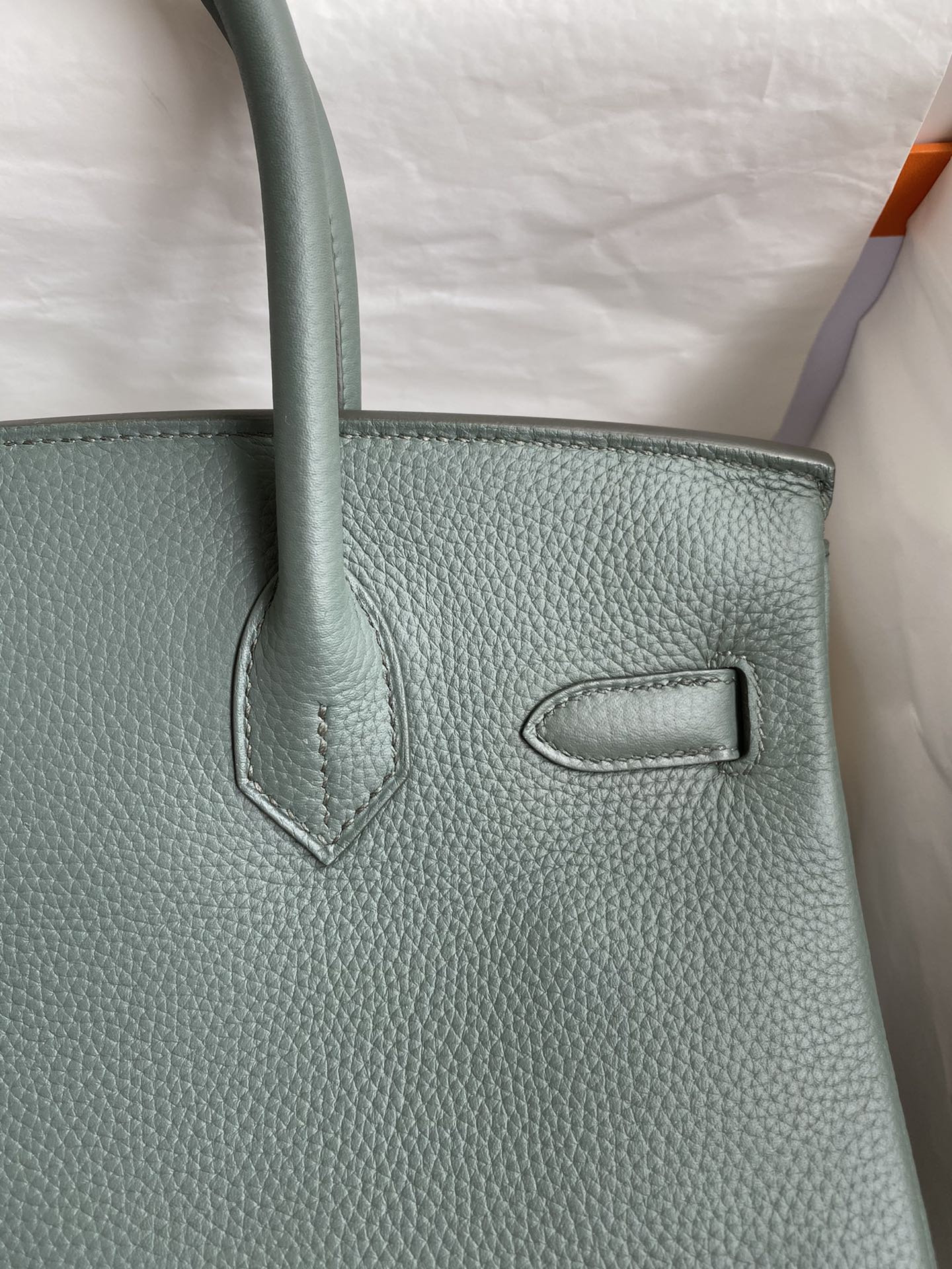Picture [4]-Hand-stitched 👉Birkin 30cm Imported Togo Leather Almond Green Gold Buckle-High Fake Bags