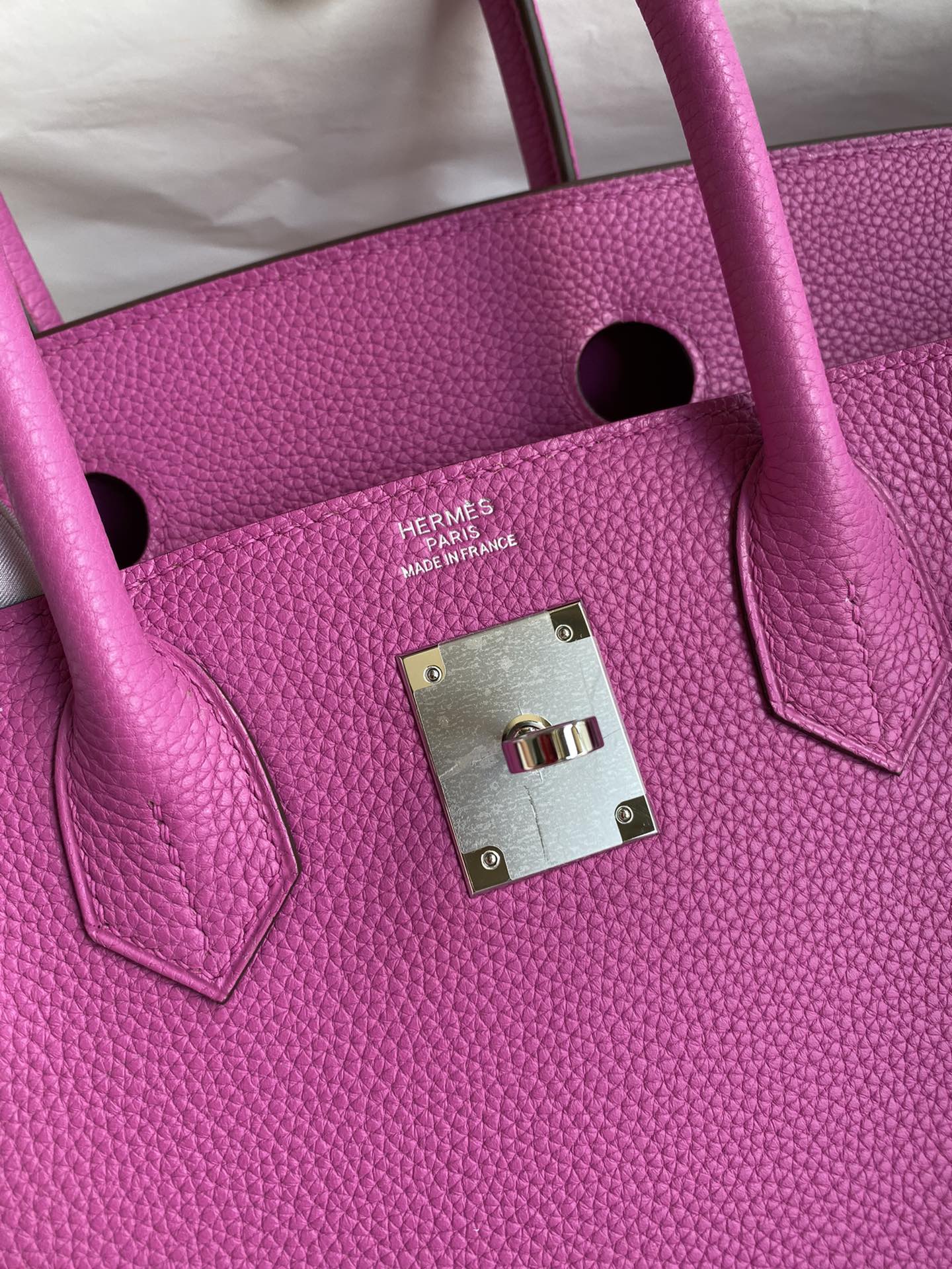 图片[4]-手缝👉Birkin 30cm 进口Togo皮 玉兰粉 银扣-高仿包包