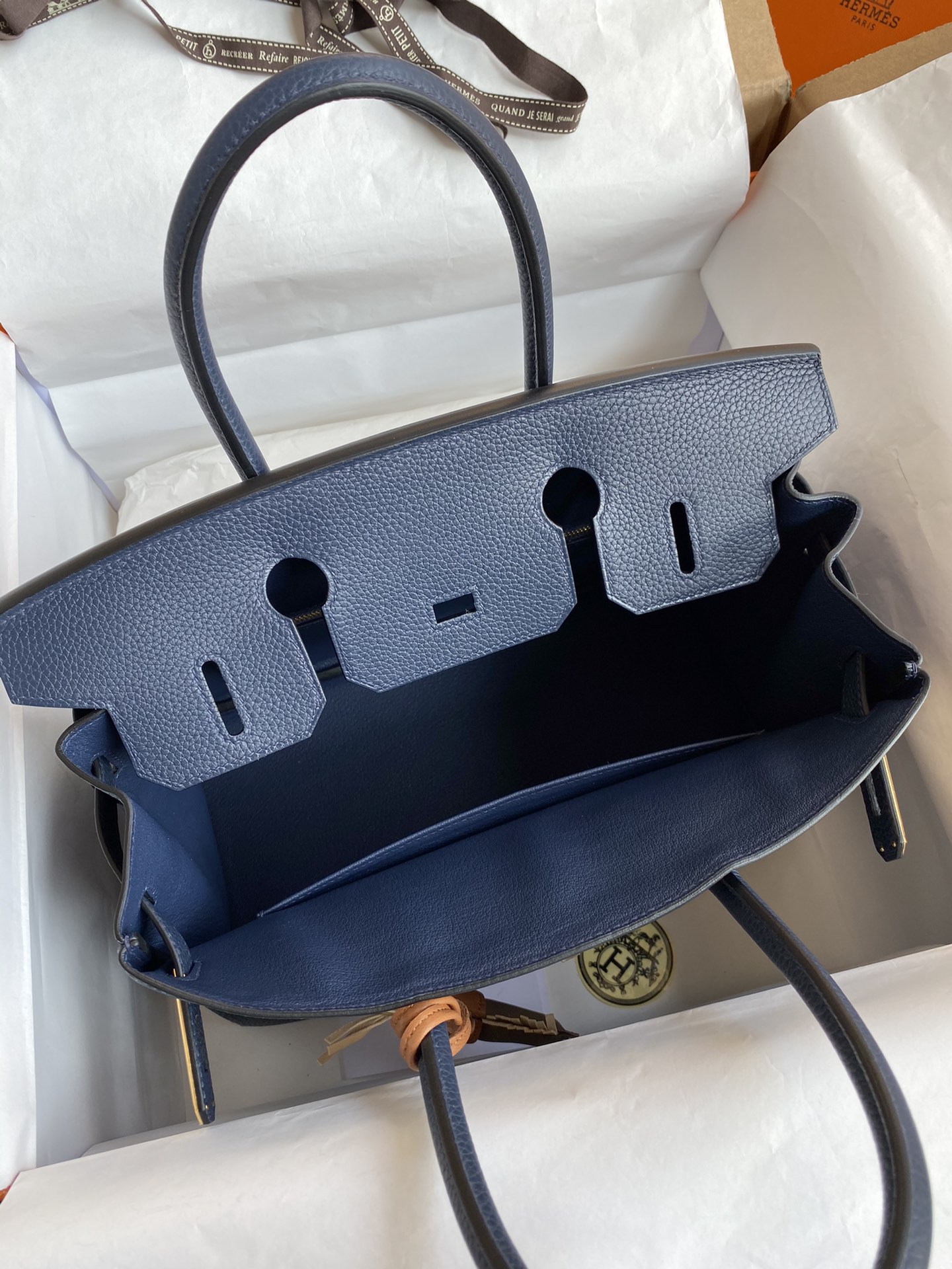 图片[6]-手缝👉Birkin 30cm 进口Togo皮 宝蓝 金扣-高仿包包
