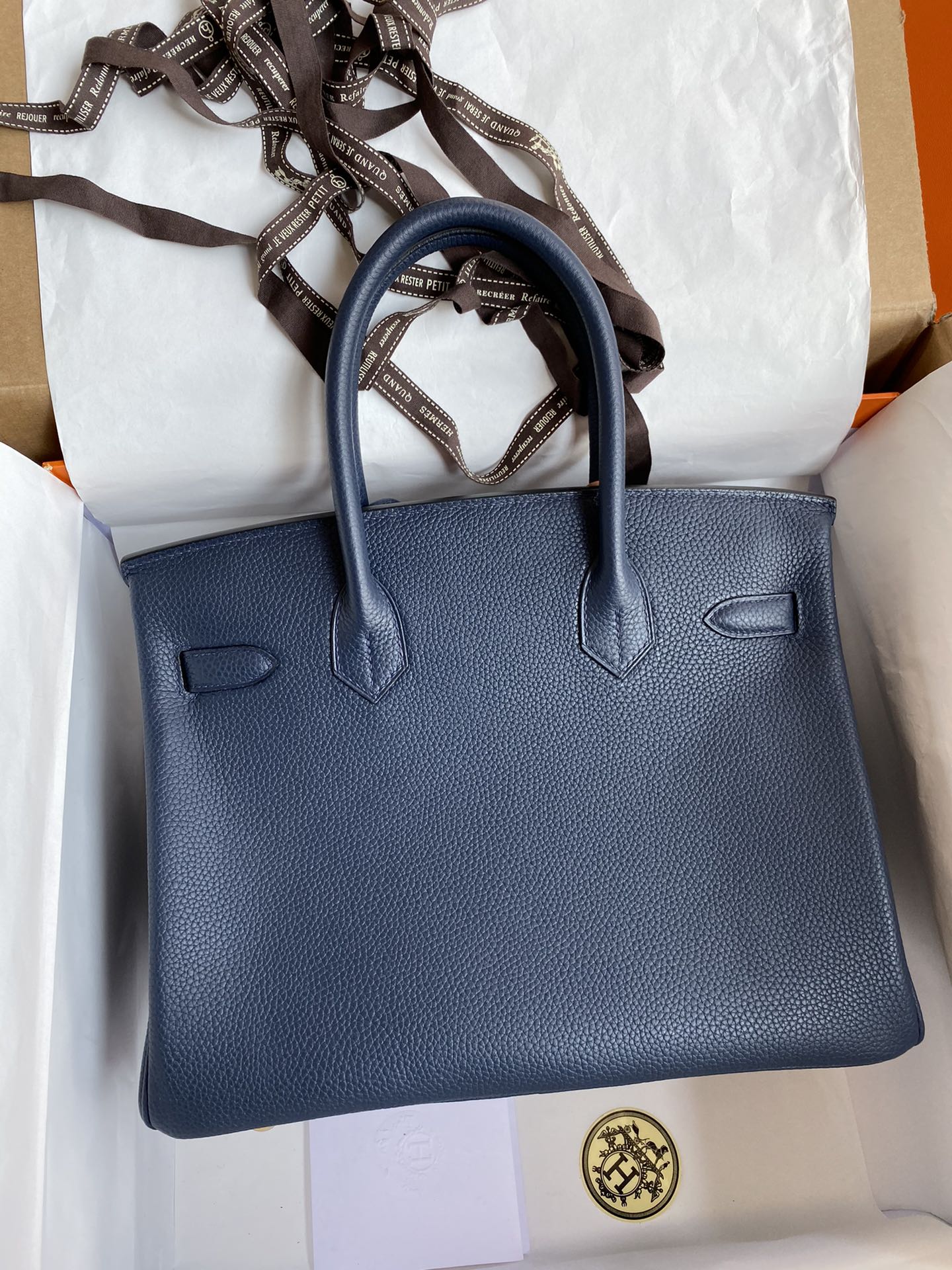 图片[2]-手缝👉Birkin 30cm 进口Togo皮 宝蓝 金扣-高仿包包