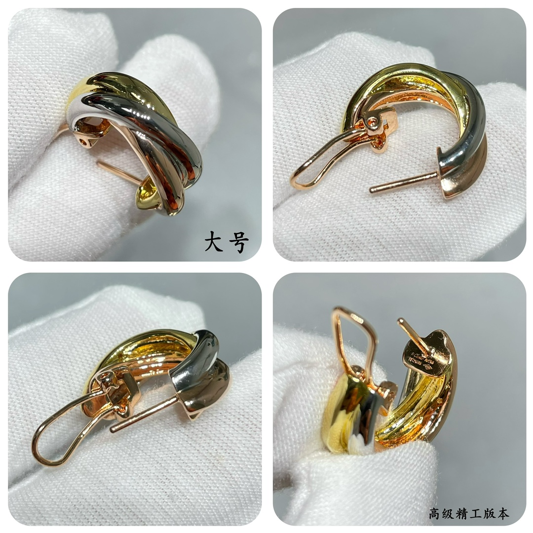 图片[7]-p260V金材质   分色电镀 卡地亚大号三环无钻耳环又一款经典完美诠释对称美学 优雅大方佩戴舒适度高 也不容易勾搭到物品！真金质感杠杠的精工艺 执模抛光都做的很细致！-高仿包包