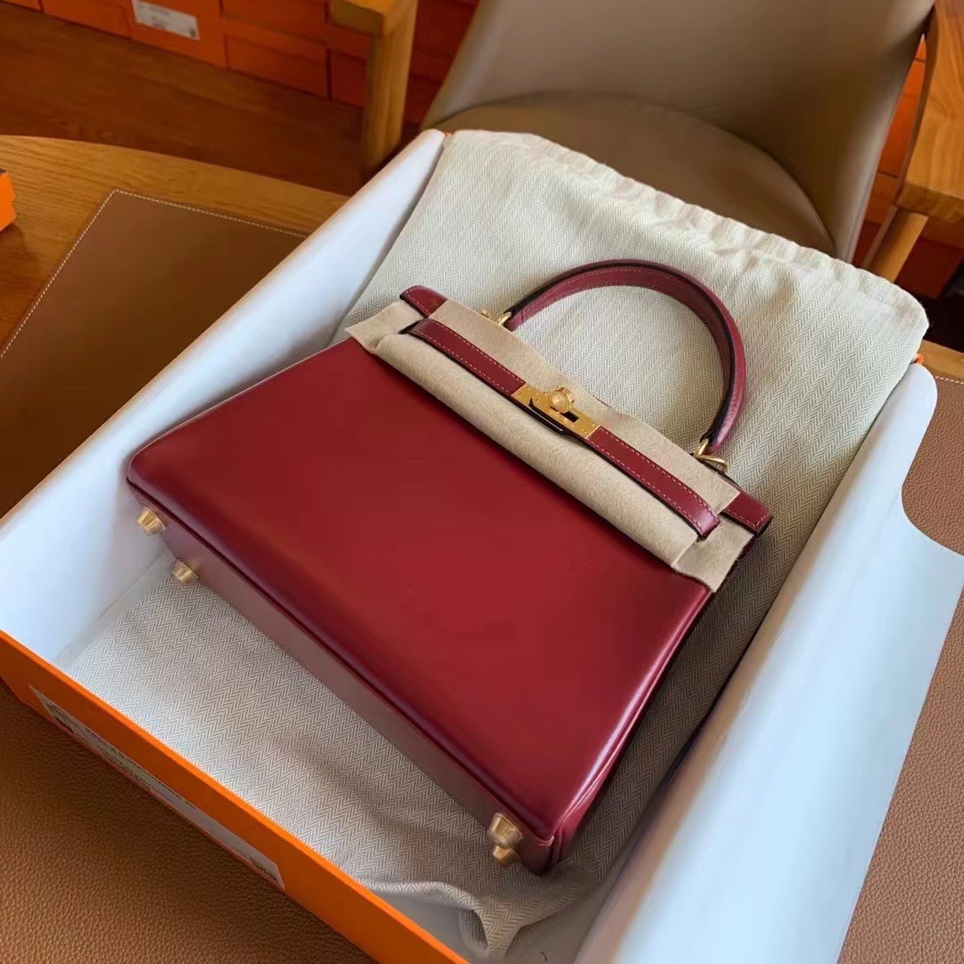 Kelly 25 内缝 Box 55 内缝 rouge H 红 金扣 ～-高仿包包