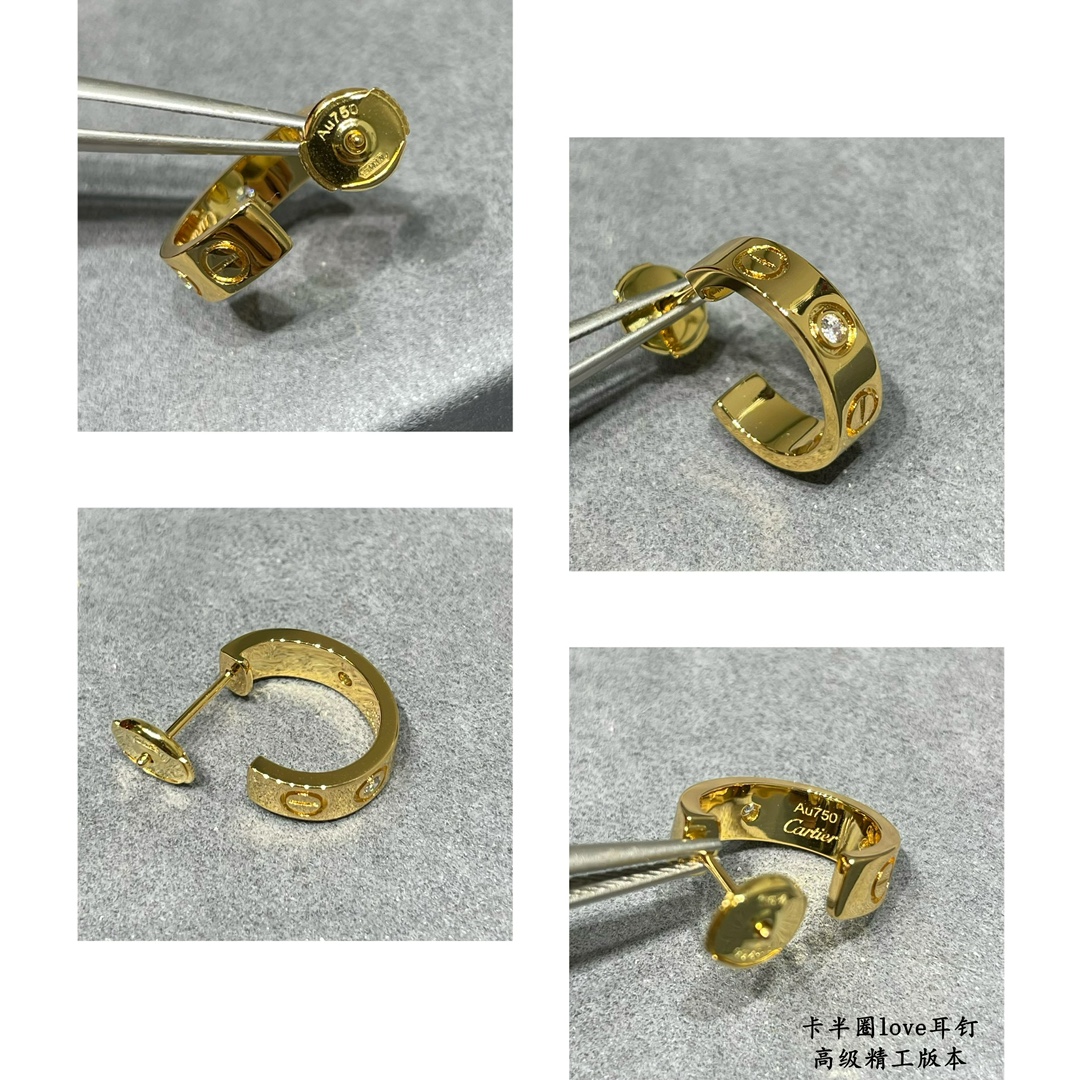 p190V gold Cartier Cartier LOVE half circle earrings Classic with flying saucer earplugs 👄 classic Cartier love series the most most classic models do not need to do more to introduce the German imports of high-end Three colors to choose from