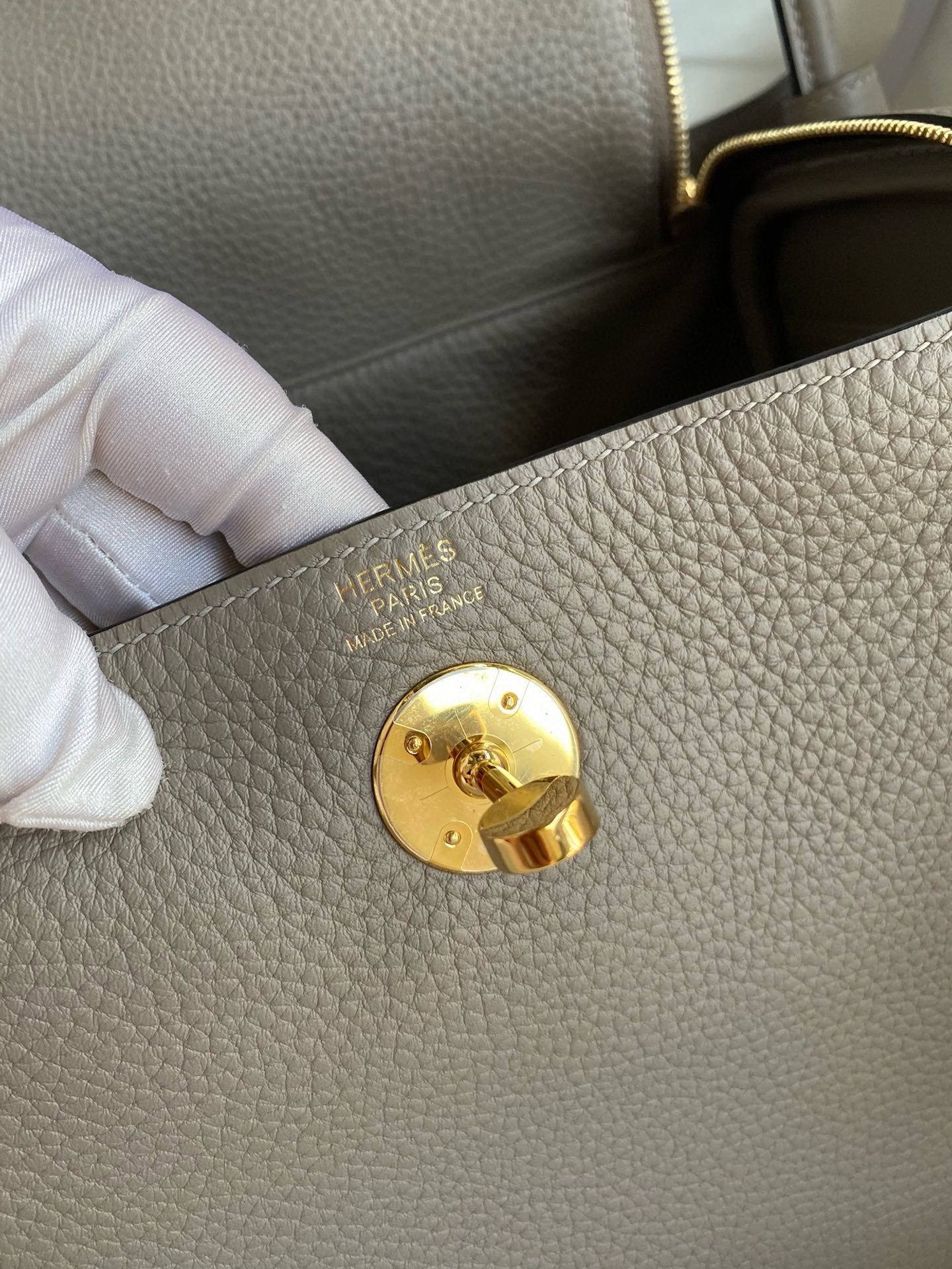 Picture [9]-Full hand-stitched👉Lindy 26cm Imported Taurillon Clemence Leather Asphalt Gray Gold Buckle-High Fake Bags