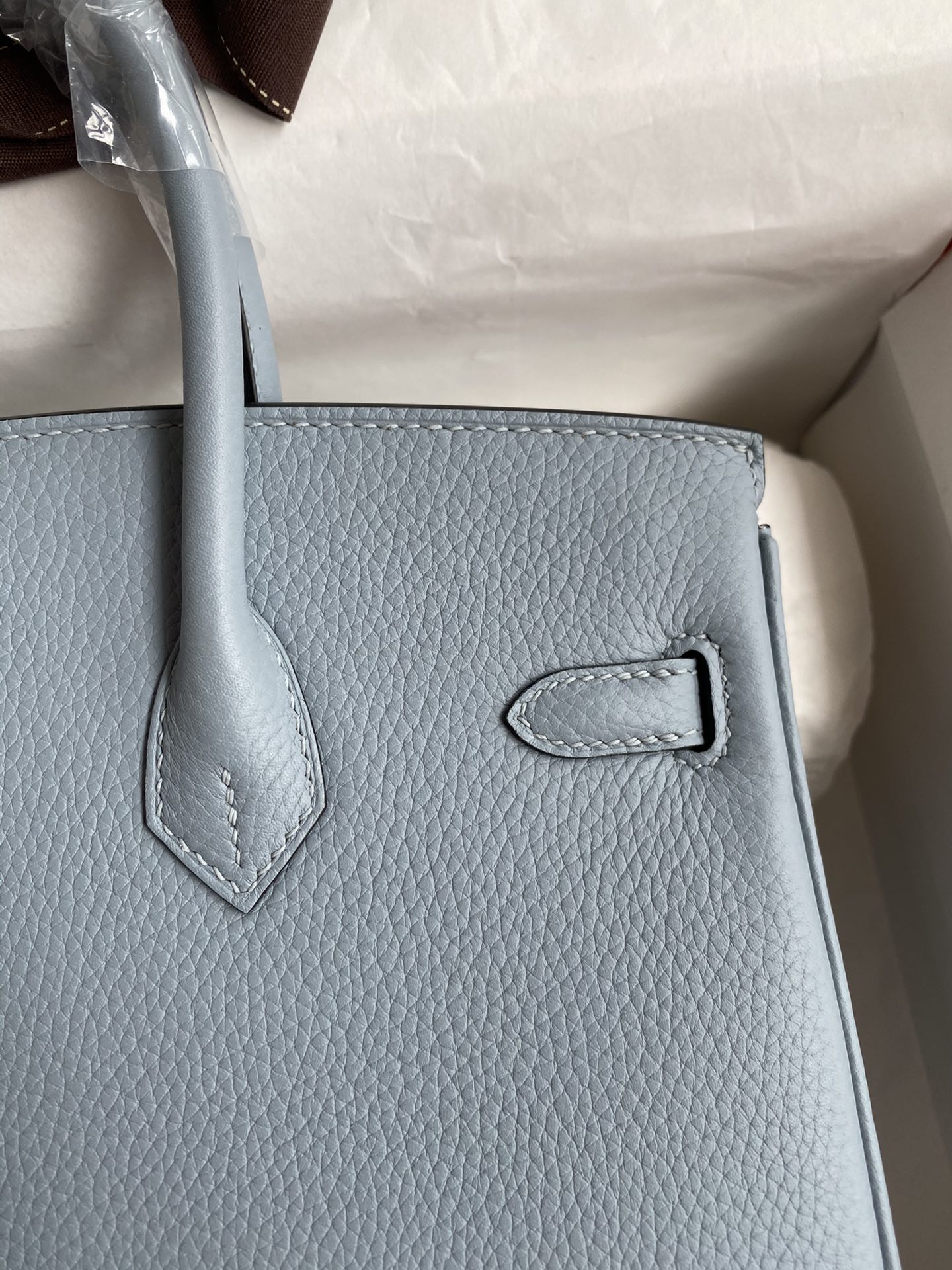 图片[4]-Birkin 25cm 进口Togo皮 亚麻蓝 银扣蜡线-高仿包包