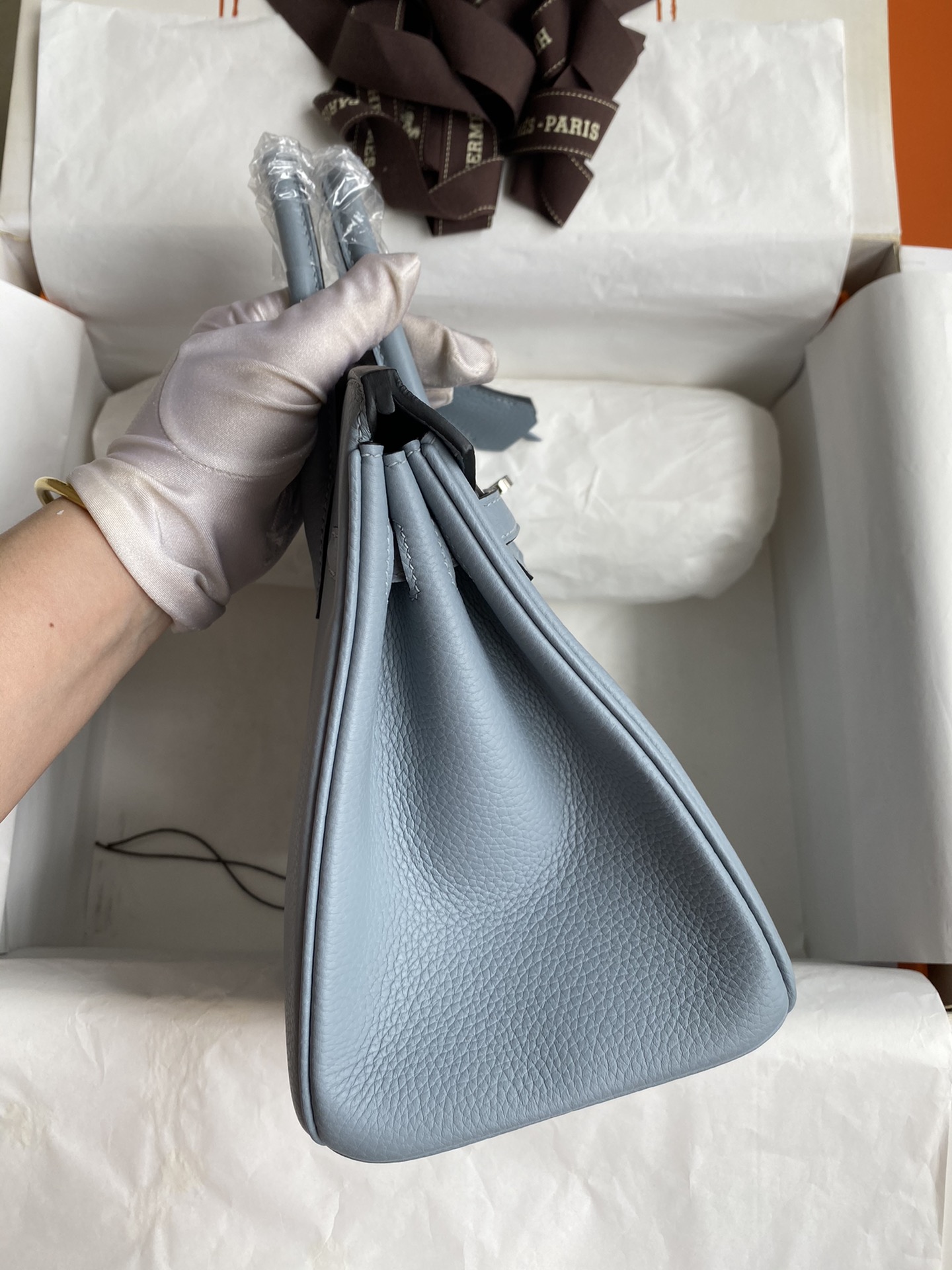 图片[5]-Birkin 25cm 进口Togo皮 亚麻蓝 银扣蜡线-高仿包包