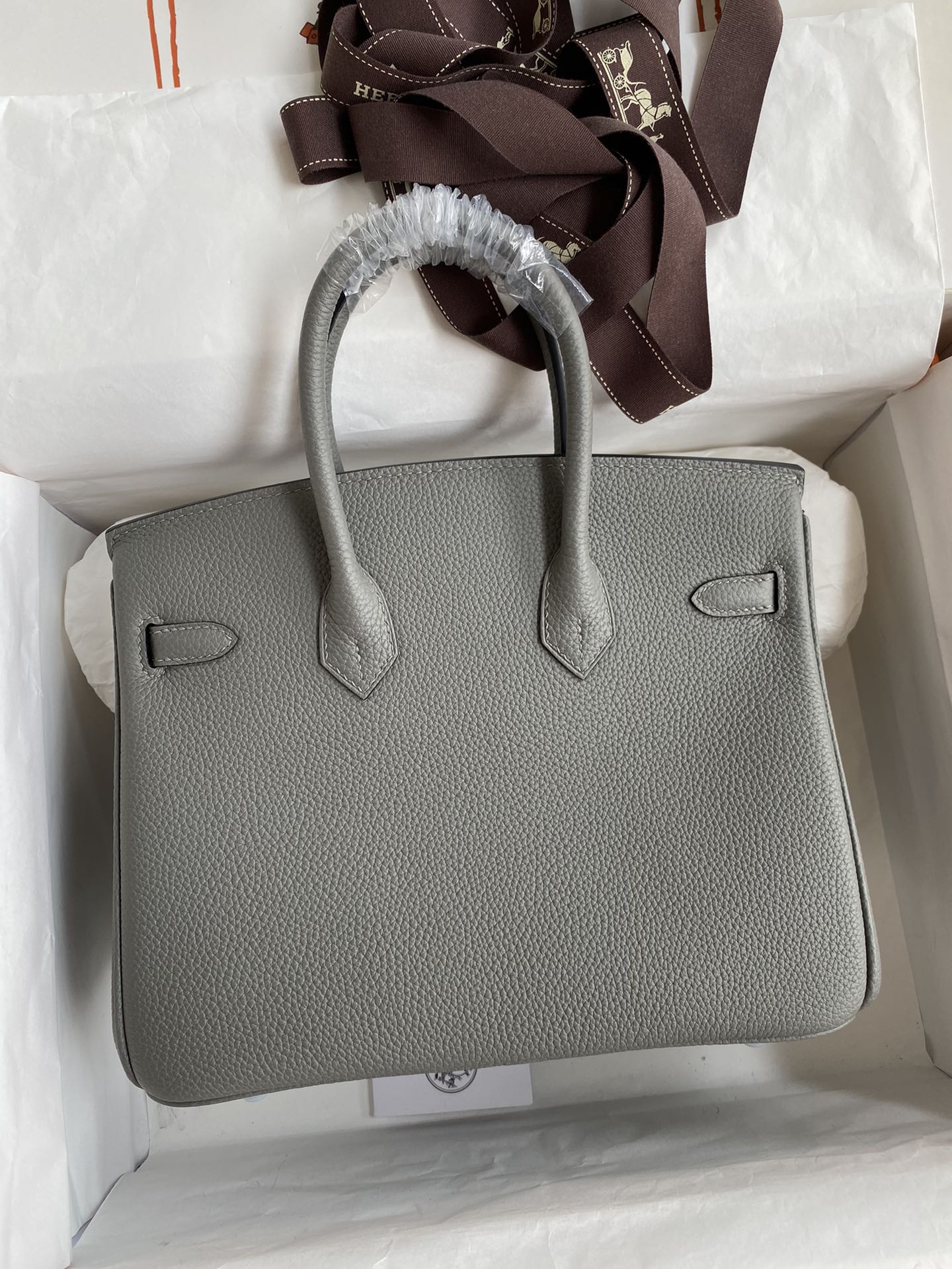 图片[2]-Birkin 25cm 进口Togo皮 积雨云灰 银扣蜡线-高仿包包