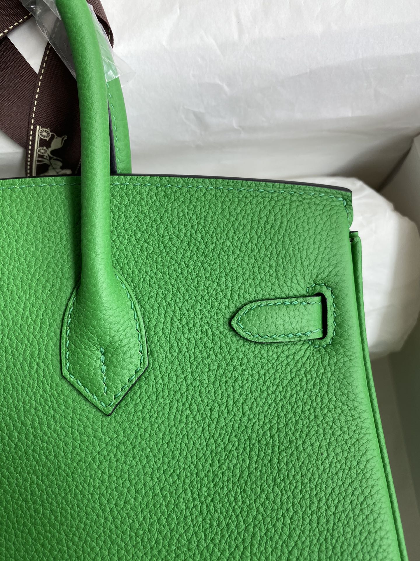 图片[4]-Birkin 25cm 进口Togo皮 竹子绿 金扣蜡线-高仿包包