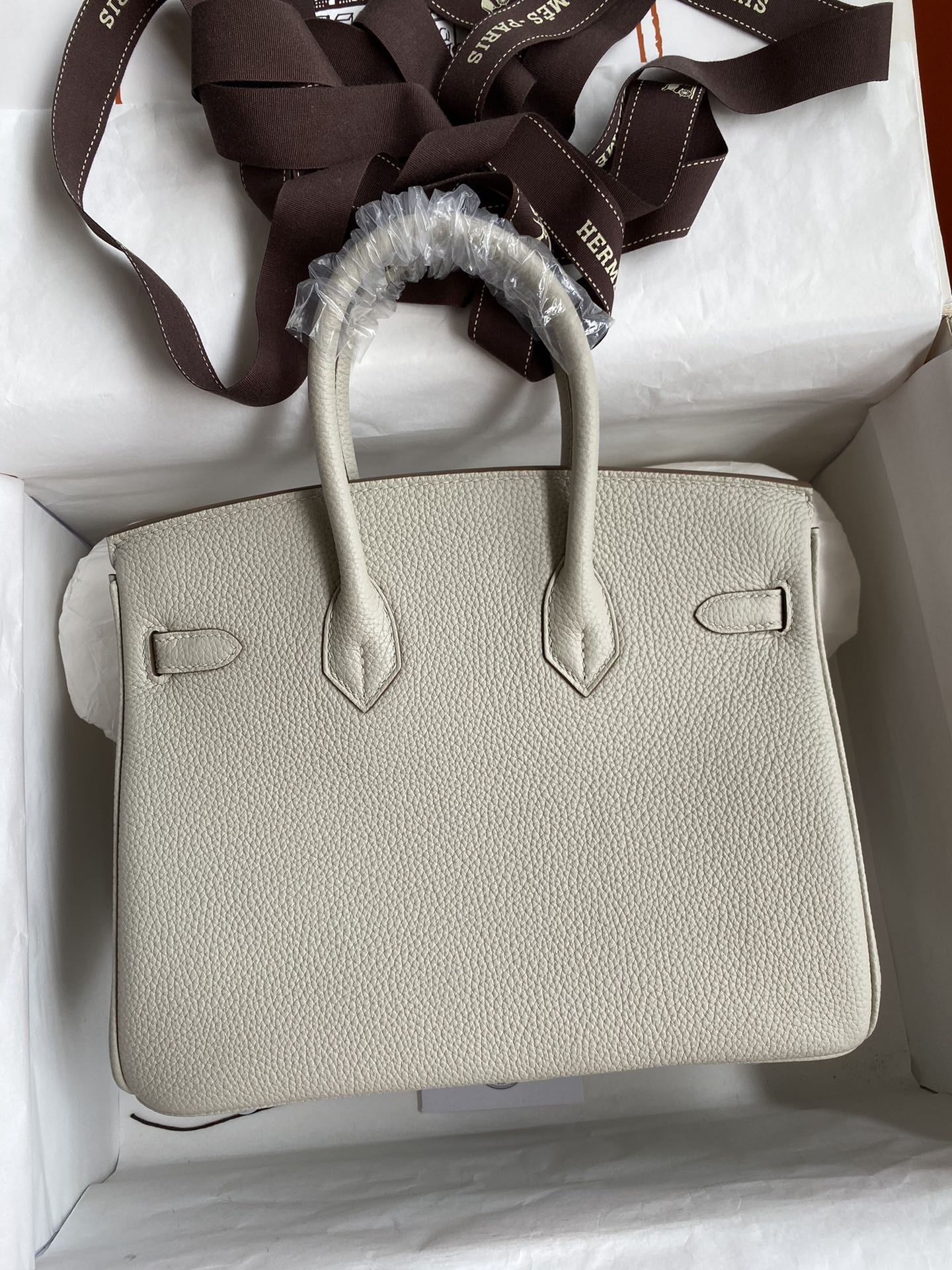 图片[2]-Birkin 25cm 进口Togo皮 珍珠灰 银扣蜡线-高仿包包