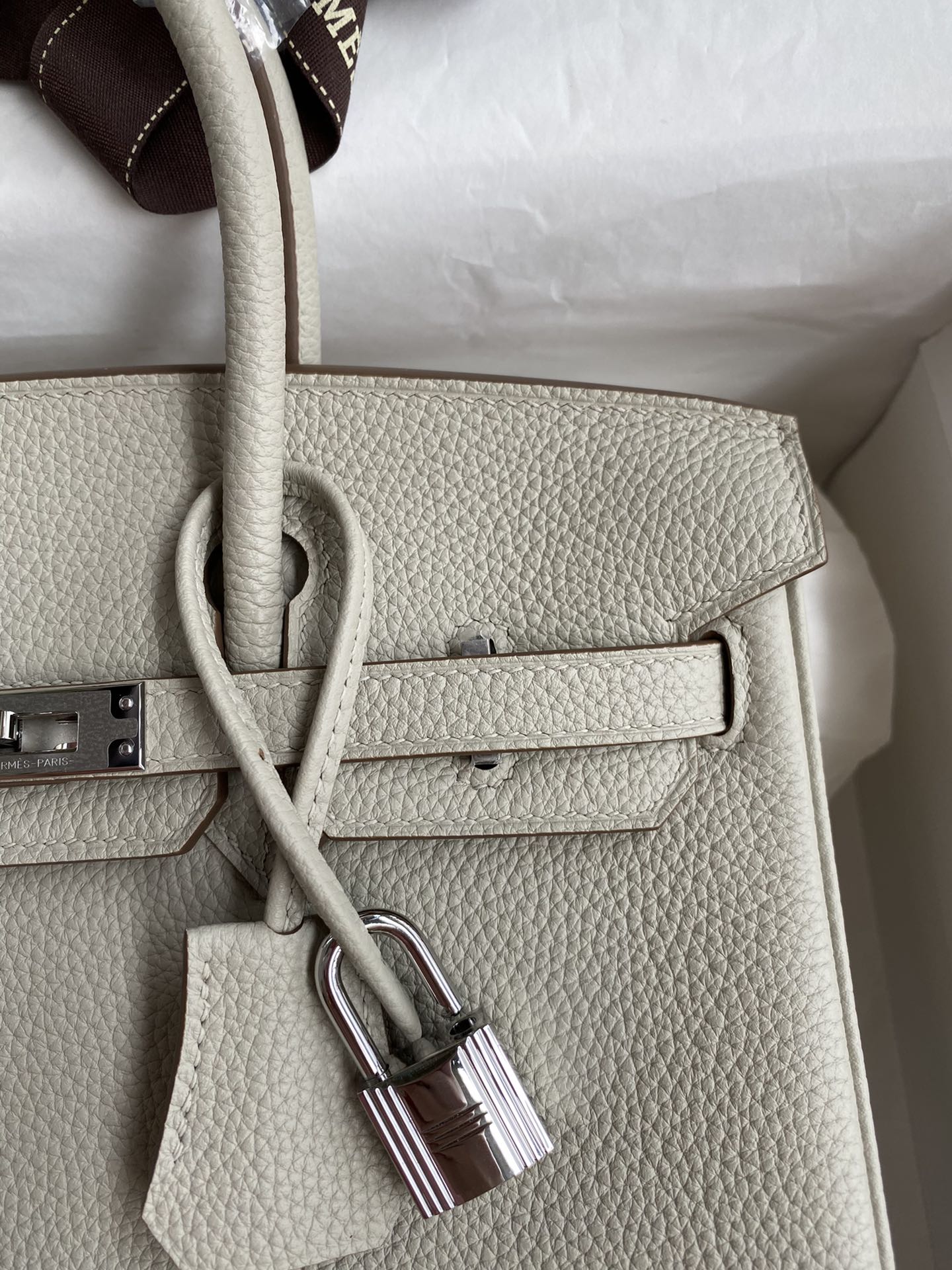 图片[3]-Birkin 25cm 进口Togo皮 珍珠灰 银扣蜡线-高仿包包