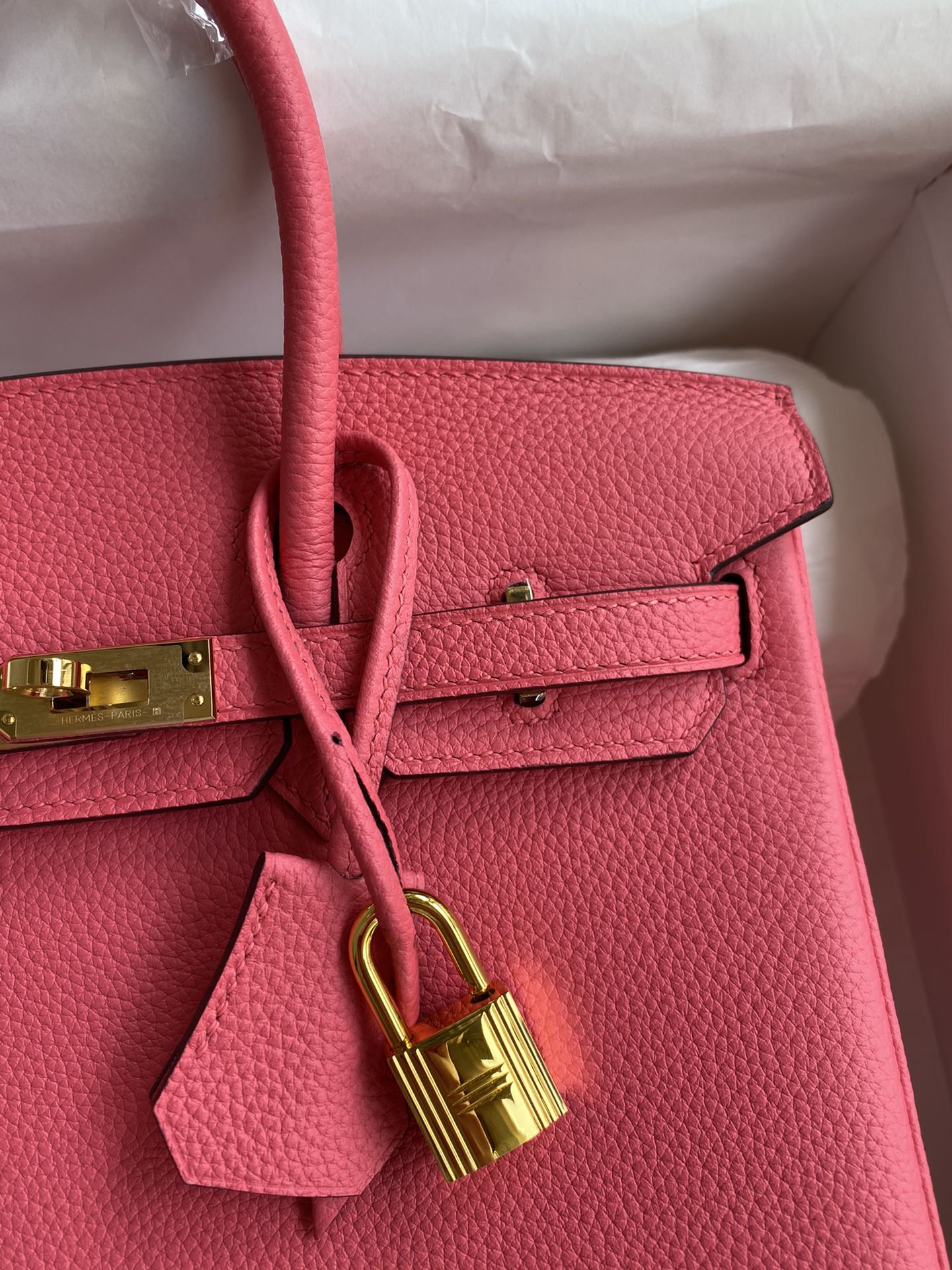 Image[3]-Birkin 25cm Imported Togo Leather Lipstick Powder Gold Button Waxed Line-High Fake Bags
