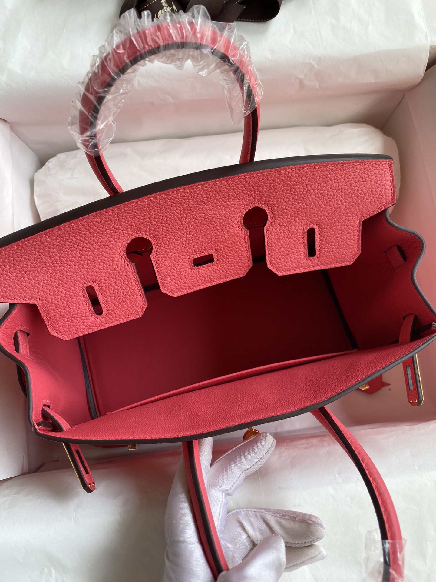 Image[7]-Birkin 25cm Imported Togo Leather Lipstick Powder Gold Button Wax Line-High Fake Bags