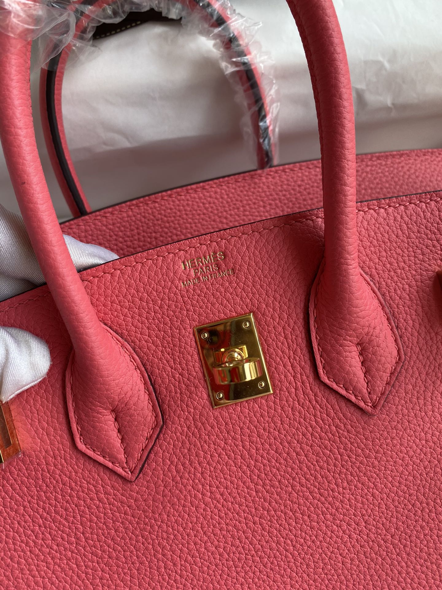 Image[6]-Birkin 25cm Imported Togo Leather Lipstick Powder Gold Buckle Wax Line-High Fake Bags