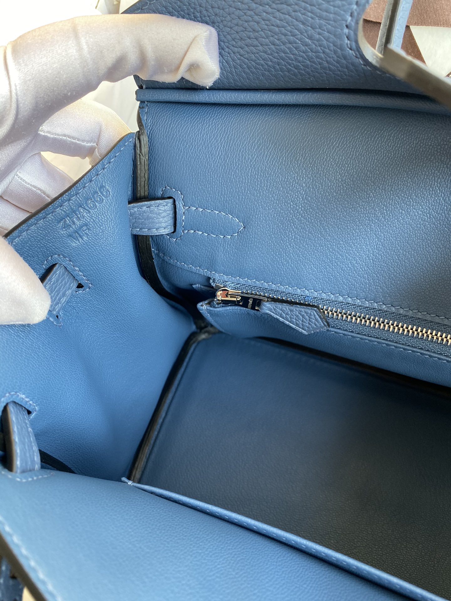 Picture[9]-Birkin 25cm Imported Togo Leather Onyx Blue Silver Buckle Waxed Line-High Fake Bags