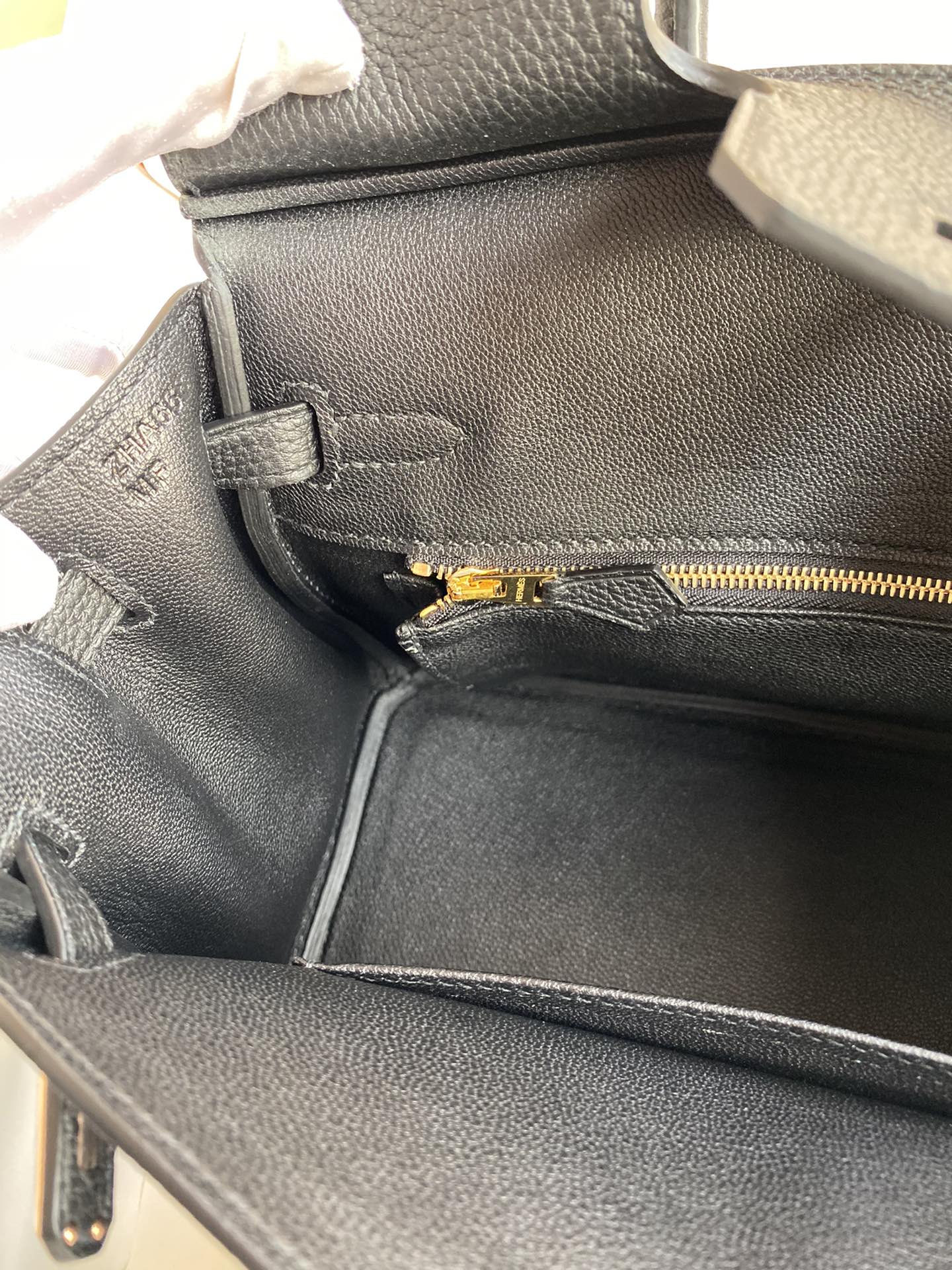 Image[8]-Birkin 25cm Imported Togo Leather Black Rose Gold Buckle Waxed Line-High Fake Bags