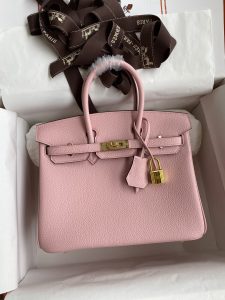 Birkin 25cm 进口Togo皮 3Q粉 金扣蜡线-高仿包包