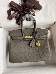 Birkin 25cm 进口Togo皮 锡器灰 金扣蜡线-高仿包包