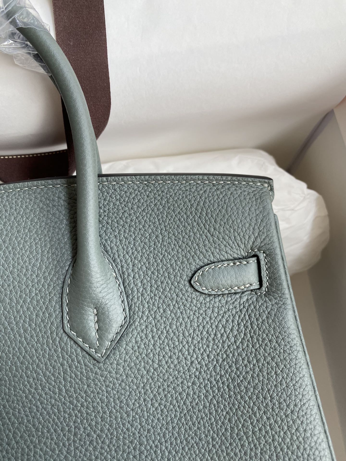 图片[4]-Birkin 25cm 进口Togo皮 杏仁绿 金扣蜡线-高仿包包