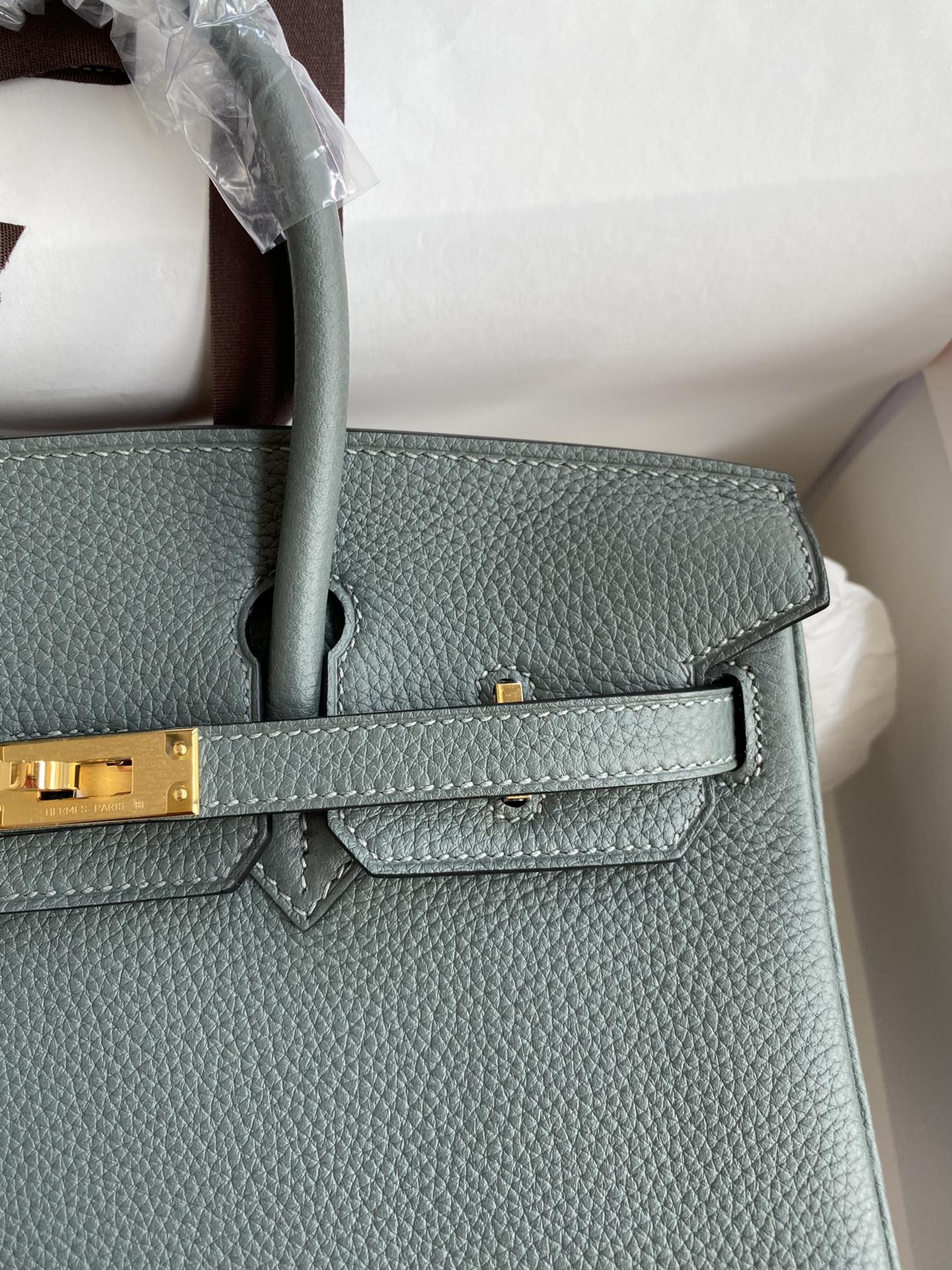 图片[3]-Birkin 25cm 进口Togo皮 杏仁绿 金扣蜡线-高仿包包