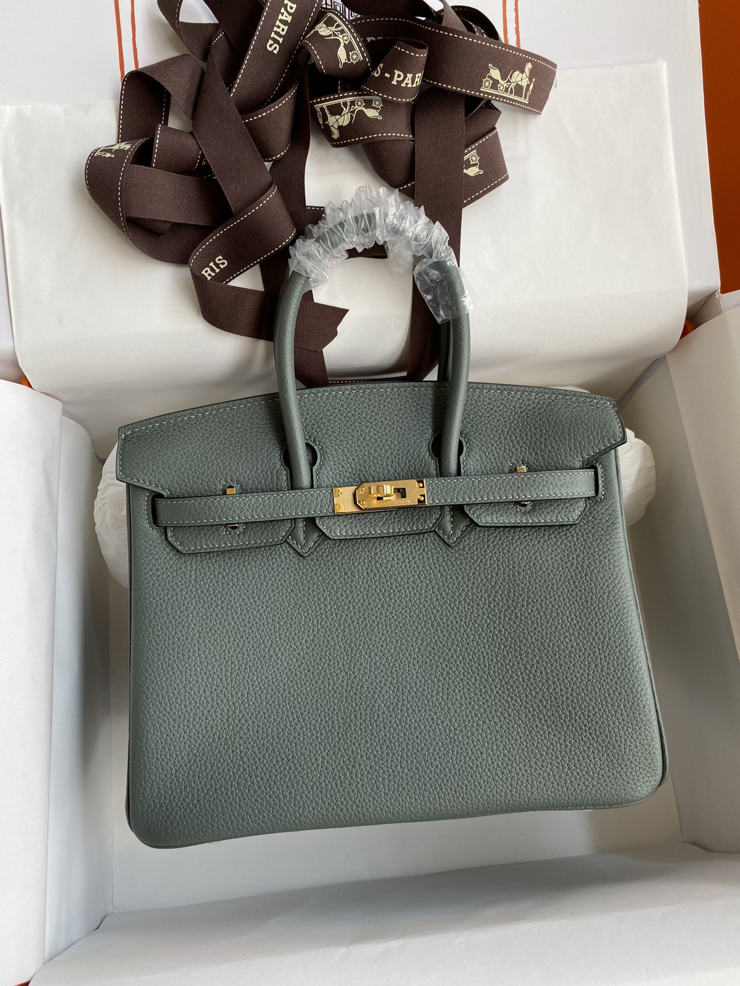 Birkin 25cm 进口Togo皮 杏仁绿 金扣蜡线-高仿包包
