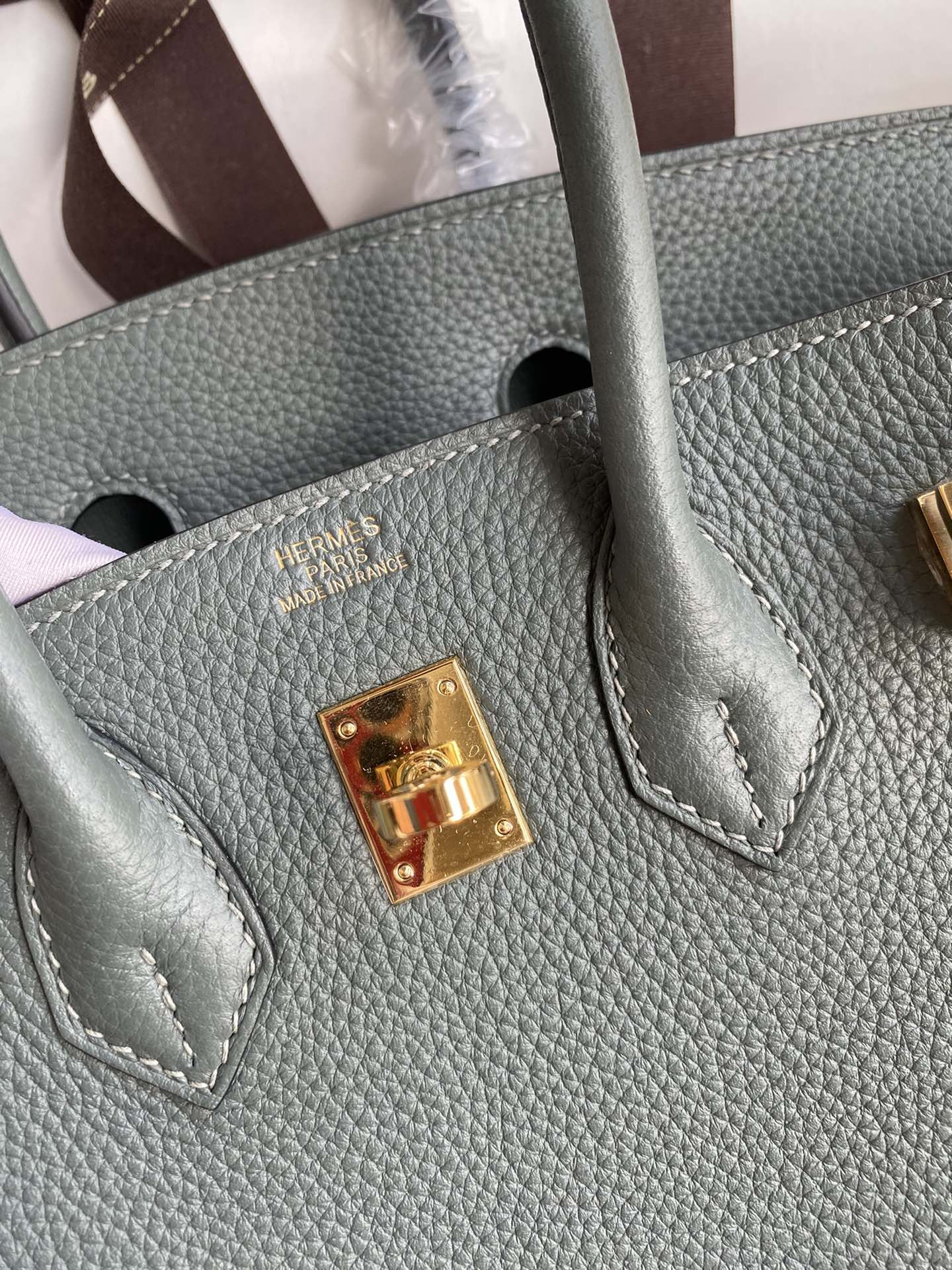 图片[8]-Birkin 25cm 进口Togo皮 杏仁绿 金扣蜡线-高仿包包