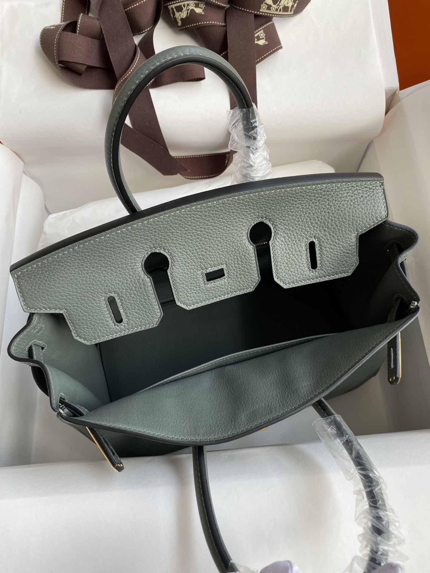 图片[6]-Birkin 25cm 进口Togo皮 杏仁绿 金扣蜡线-高仿包包