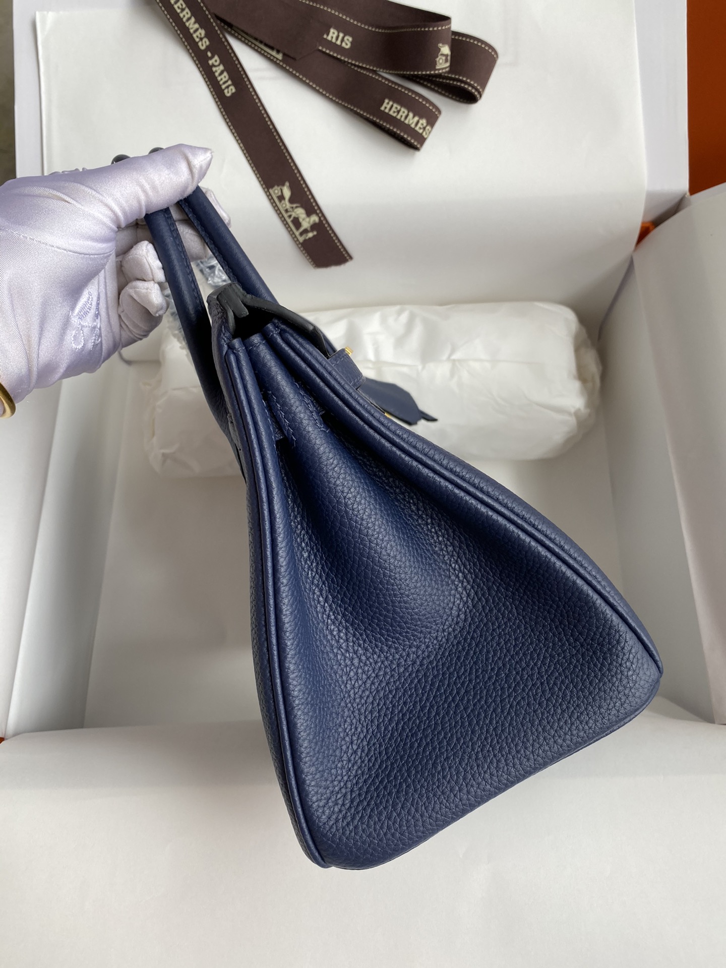 图片[5]-Birkin 25cm 进口Togo皮 深蓝 金扣蜡线-高仿包包
