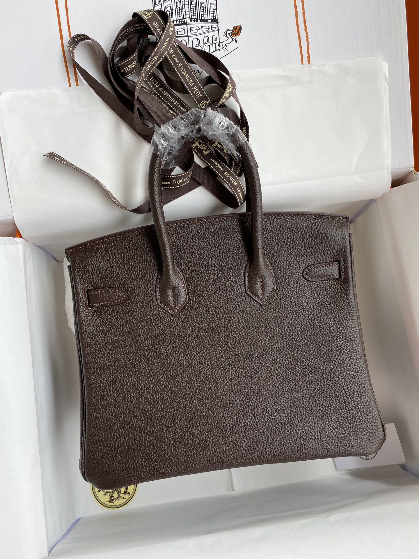 图片[2]-Birkin 25cm 进口Togo皮 深咖啡 玫瑰金扣蜡线-高仿包包