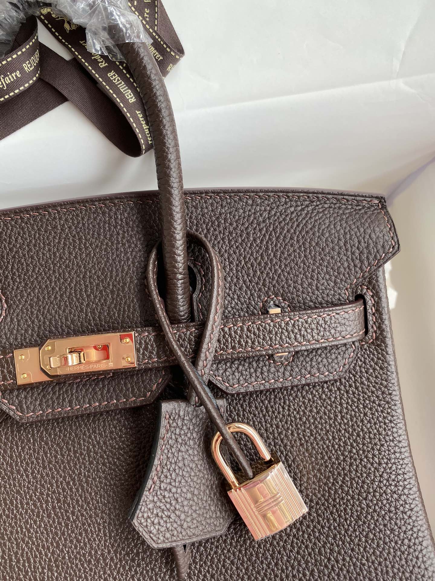 图片[3]-Birkin 25cm 进口Togo皮 深咖啡 玫瑰金扣蜡线-高仿包包