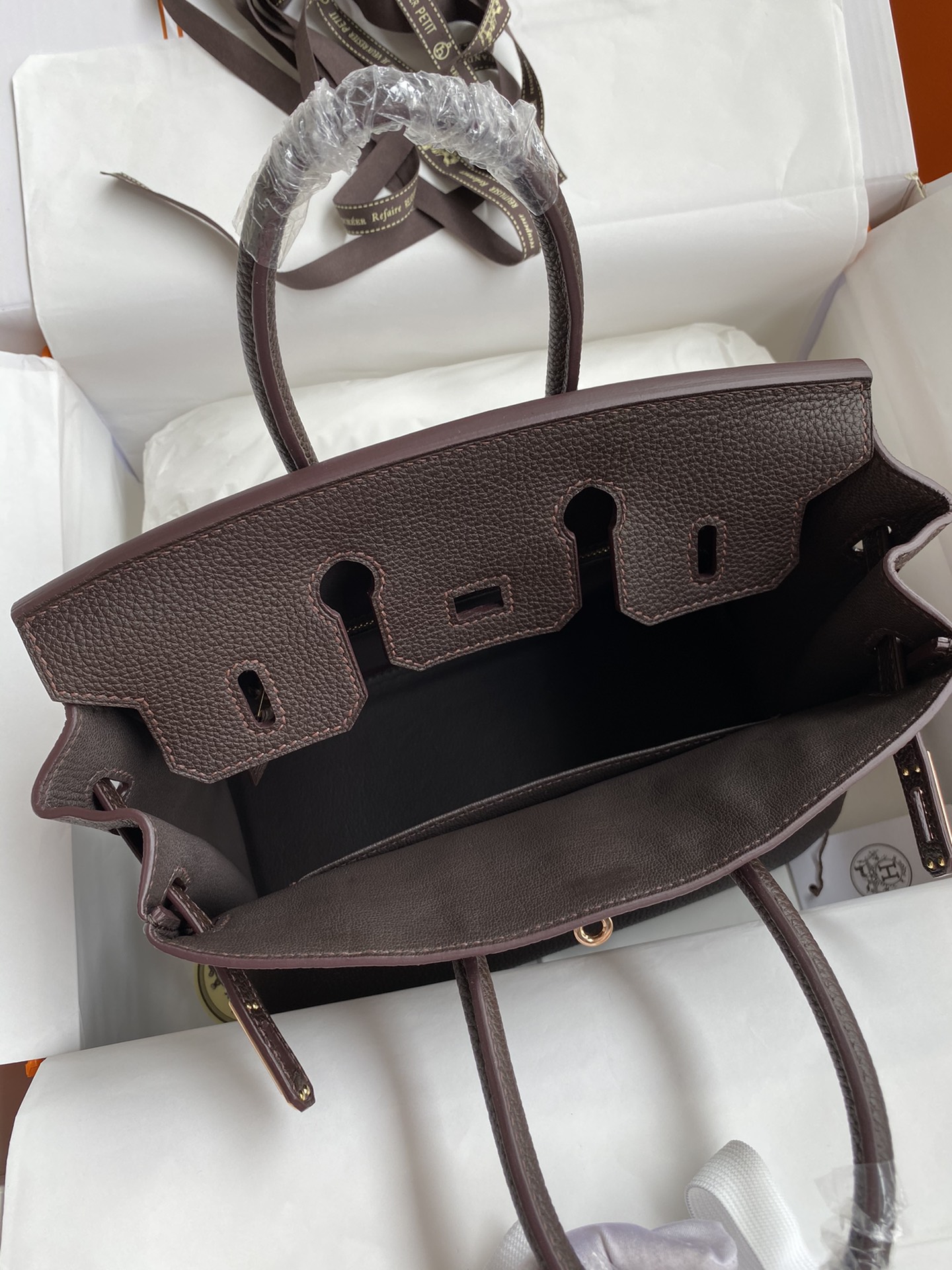 图片[7]-Birkin 25cm 进口Togo皮 深咖啡 玫瑰金扣蜡线-高仿包包