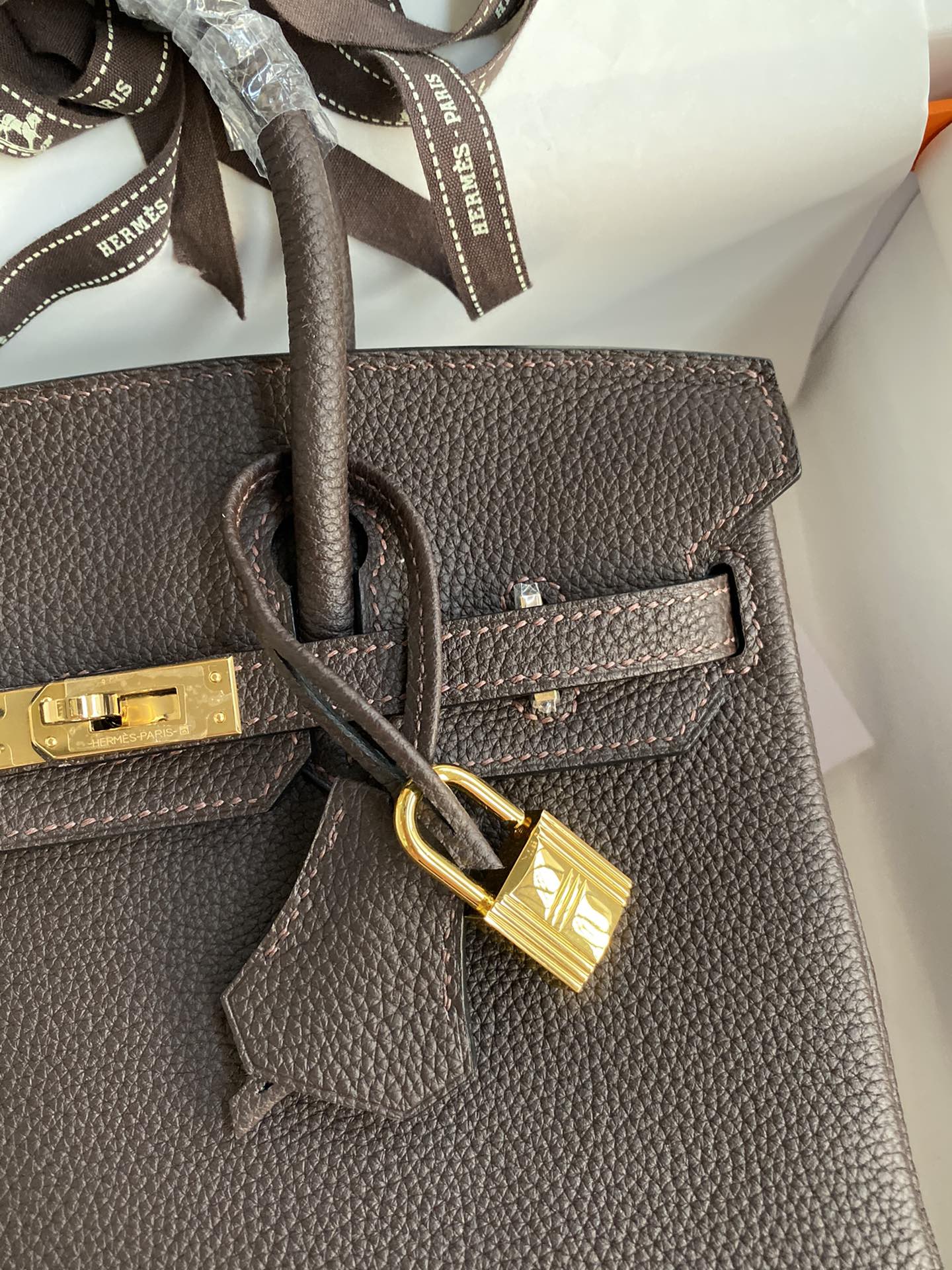 图片[3]-Birkin 25cm 进口Togo皮 深咖啡 金扣蜡线-高仿包包