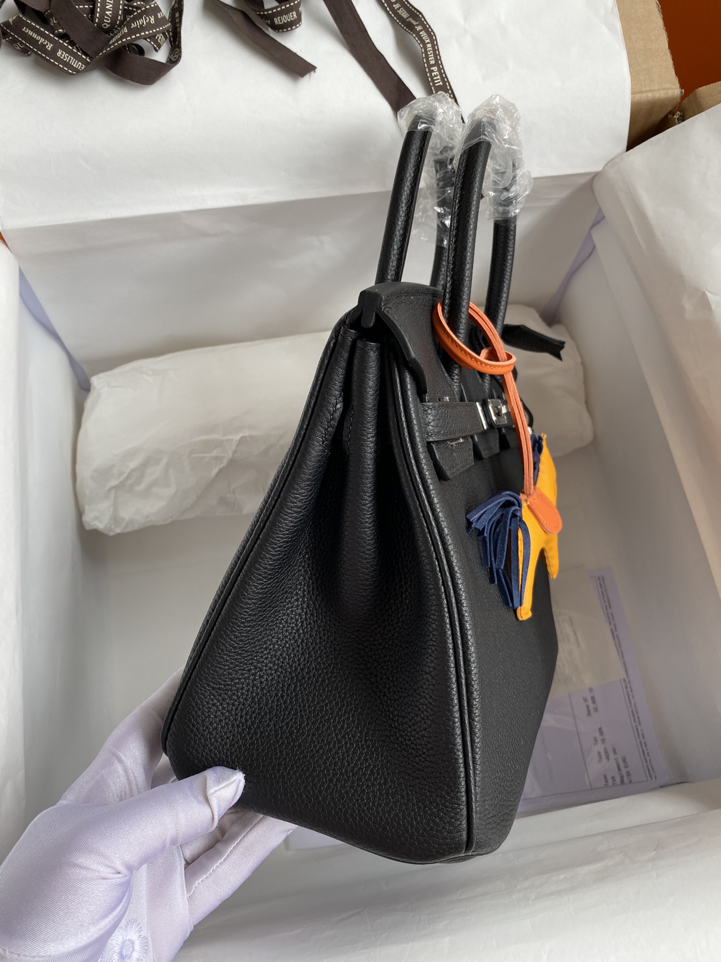 图片[5]-Birkin 25cm 进口Togo皮 黑色 银扣蜡线-高仿包包