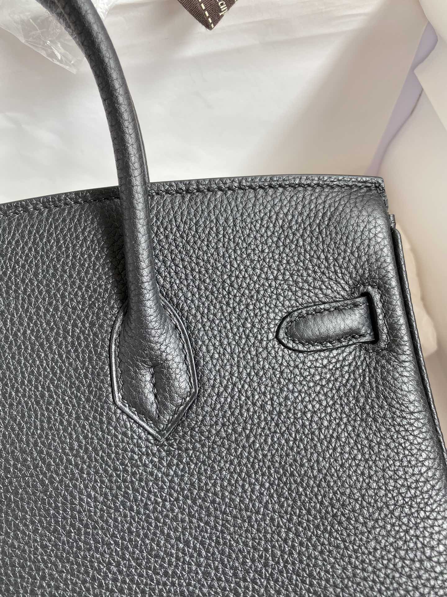 图片[4]-Birkin 25cm 进口Togo皮 黑色 银扣蜡线-高仿包包