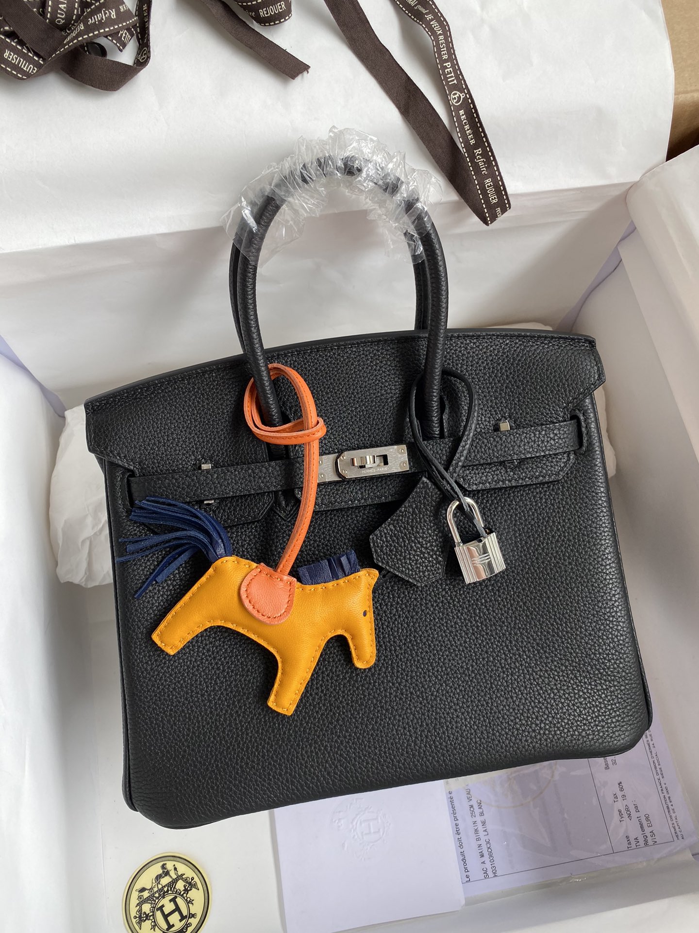 Birkin 25cm 进口Togo皮 黑色 银扣蜡线-高仿包包