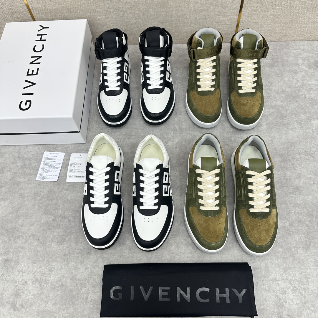Givenchy Givenchy G4 series low-top sneakers Imported cowhide lace-up stitching color blocking design Side embossed 4G LOGO Cubic embossed heel tab embellished with Givenchy LOGO Tongue decorated with Givenchy LOGO and 4G LOGO injection molded outsole decorated with Givenchy LOGO and 4G LOGO details Givenchy LOGO insole Shoe upper With injection molded sole made of full cowhide Standard counter size: 39 ~ 44# (38.45 🉑️ customized) P¥840-High Faux Bags