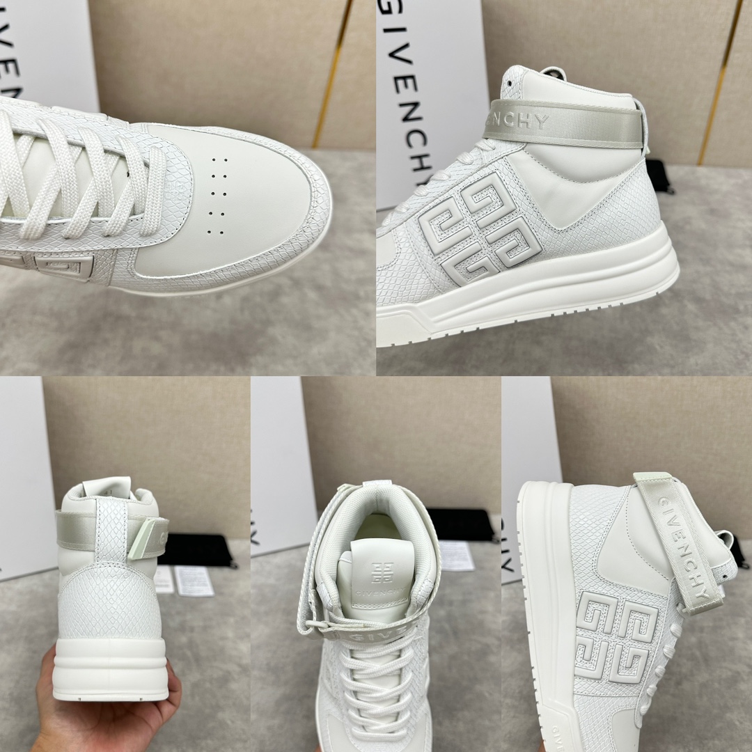 Givenchy G4 high-top sneakers High-top boots Imported smooth cowhide leather Lace-ups Colorblocking design Ankle loops Removable Givenchy logo webbing Side panels embossed with 4G logo Matching stitching Heel tabs accented with Givenchy logo Tongue accented with Givenchy logo and 4G logo Original two-tone injected insole with Givenchy logo and 4G logo detailing Givenchy logo insole Injection outsole Full leather seven-tone 🉑 choice Standard counter size 39 ~ 4G logo detail Givenchy LOGO and 4G LOGO detail Givenchy LOGO insole Uppers with injection molded soles All cowhide leather Seven colors🉑 choice Standard counter size: 39 ~ 44# (38.45 🉑️ customized) P¥960-High-fashion bag