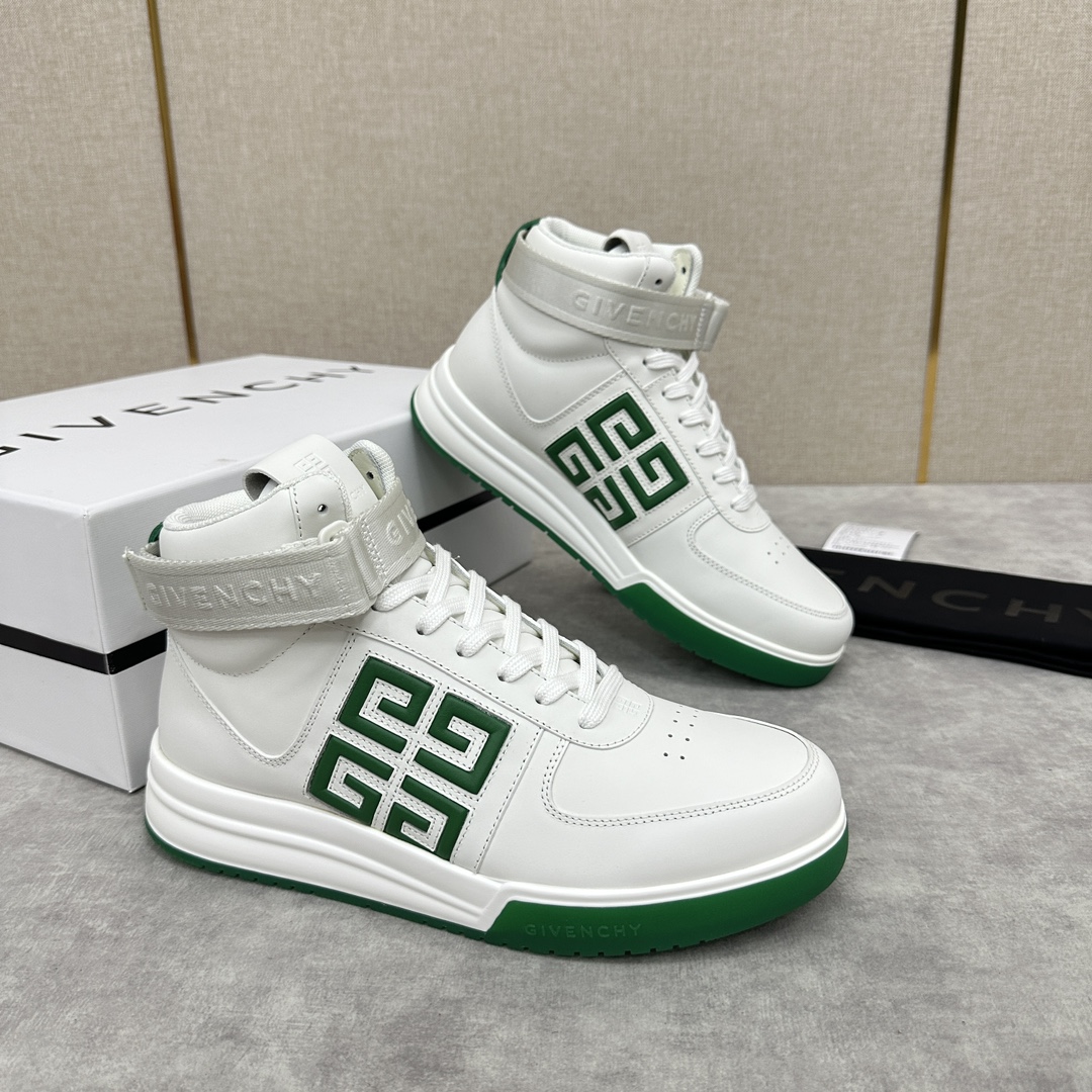 图片[2]-Givenchy 纪梵希   G4系列 高帮运动鞋高帮靴        进口光滑牛皮系带拼接撞色设计  踝部环饰可拆卸Givenchy LOGO织带饰侧面饰以4G LOGO 立体浮雕 搭配缝线       后跟饰片点缀Givenchy  LOGO        鞋舌饰以Givenchy  LOGO和4G LOGO        原版双色注塑外底饰以Givenchy  LOGO和4G LOGO细节 Givenchy  LOGO内底      鞋帮搭配注塑鞋底    全牛皮打造   七色🉑选  标准专柜码数：39～44#   （38.45🉑️定做）  P¥960-高仿包包