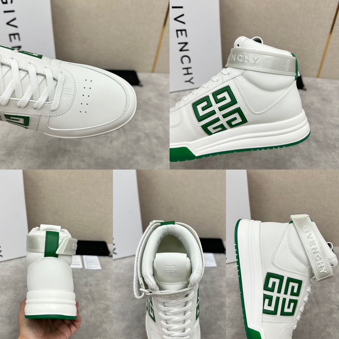 图片[9]-Givenchy 纪梵希   G4系列 高帮运动鞋高帮靴        进口光滑牛皮系带拼接撞色设计  踝部环饰可拆卸Givenchy LOGO织带饰侧面饰以4G LOGO 立体浮雕 搭配缝线       后跟饰片点缀Givenchy  LOGO        鞋舌饰以Givenchy  LOGO和4G LOGO        原版双色注塑外底饰以Givenchy  LOGO和4G LOGO细节 Givenchy  LOGO内底      鞋帮搭配注塑鞋底    全牛皮打造   七色🉑选  标准专柜码数：39～44#   （38.45🉑️定做）  P¥960-高仿包包