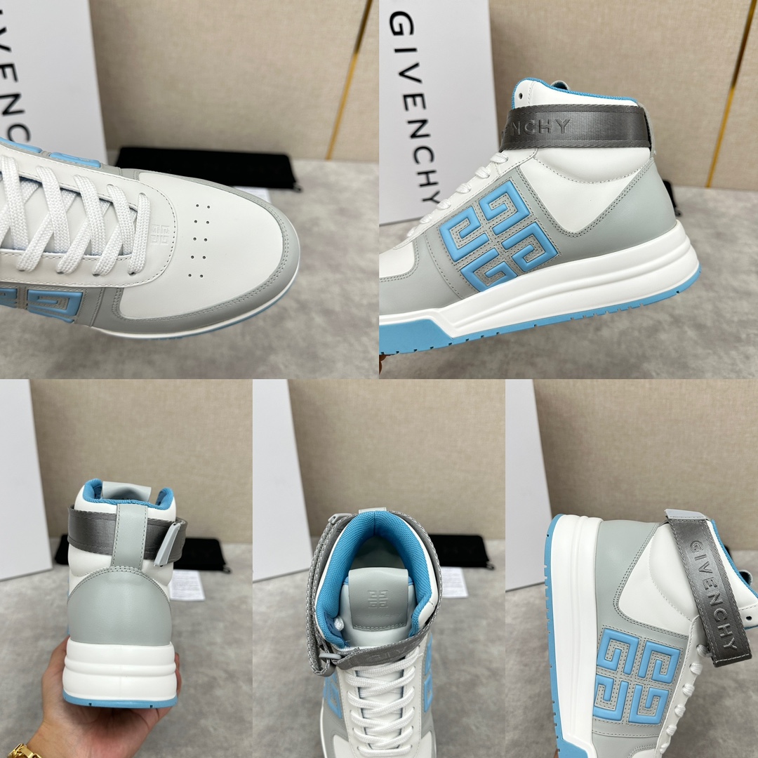 Givenchy Imported smooth cowhide leather Lace-up with color blocking Ankle loop with removable Givenchy logo Webbing trim Side 4G logo embossed with stitching Heel tab accented with Givenchy logo Tongue with Givenchy logo and 4G logo Original two-tone injected molded outsole with Givenchy logo and 4G logo LOGO DETAILS Givenchy LOGO INSOLE UPPER WITH INJECTED SOLE All cowhide leather in seven colors🉑Standard Counter Sizes:39-44# (38.45🉑️ customized) P¥960