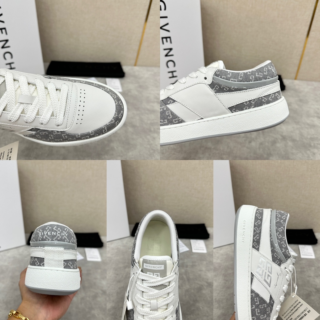 图片[9]-纪梵希  Givenchy              全新G MoVE MonclerOGRAM 低帮运动鞋              灵感来源于八十年代的网球鞋简约舒适与运动态度同步  采用进口牛皮拼接撞色 G 字印花牛仔布   鞋头饰以透气冲孔     侧面饰以立体 4G logo 图案     鞋舌与后跟饰以Givenchy  4G LOGO标签    漆皮条拼接点缀增强时尚潮流  后帮加衬增加舒适感      内里小牛皮打造    独立一体牛皮乳胶垫    原版开模橡胶底   轻便舒适 ！  多色可选！标准专柜码数：39～44#      （38.45🉑定做）  拼牛仔布款 P¥760       全皮款P¥800-高仿包包