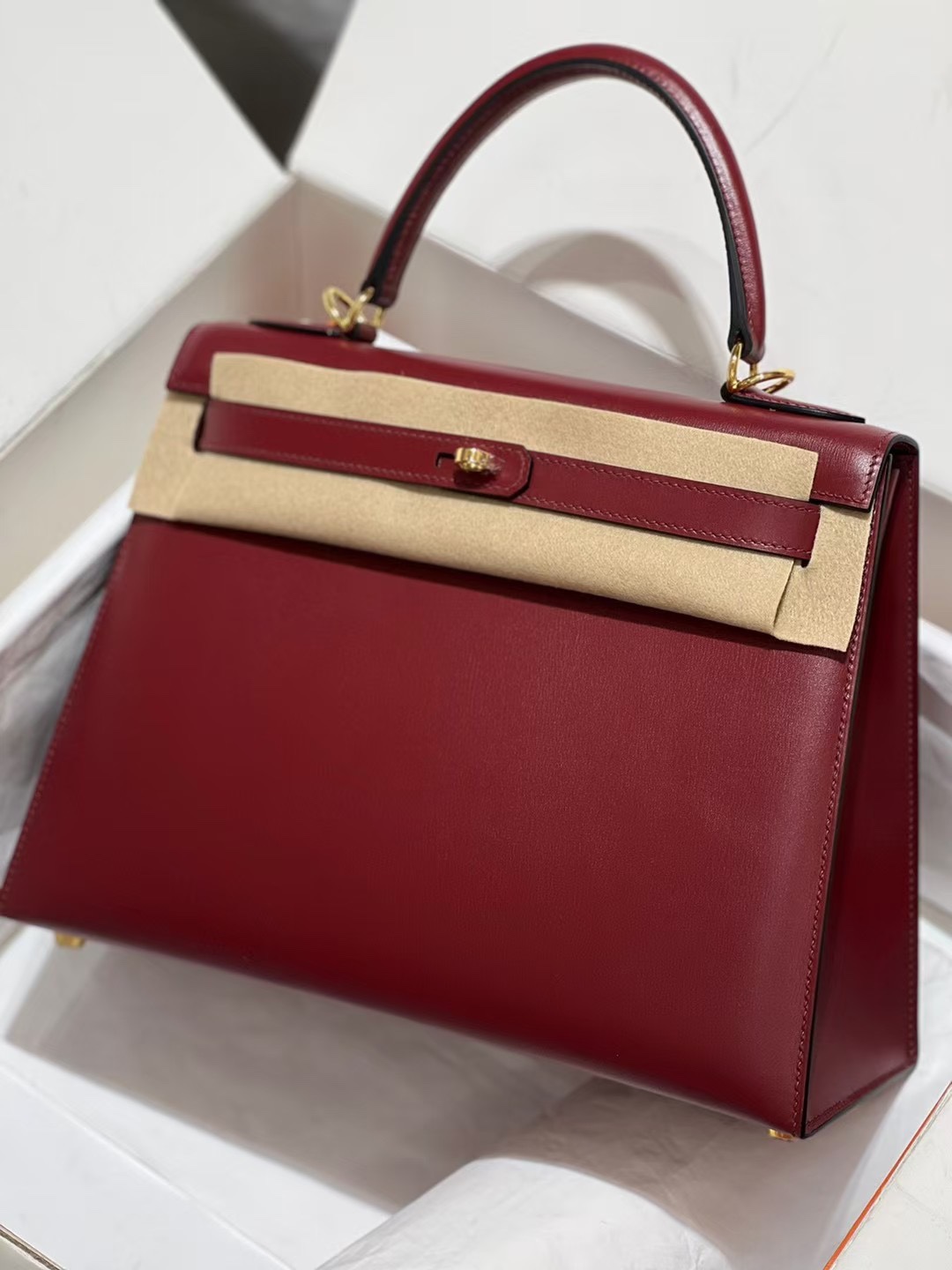 图片[2]-Kelly 28 sellier 外缝 Box皮 Rouge -55 红 金扣GHW～-高仿包包