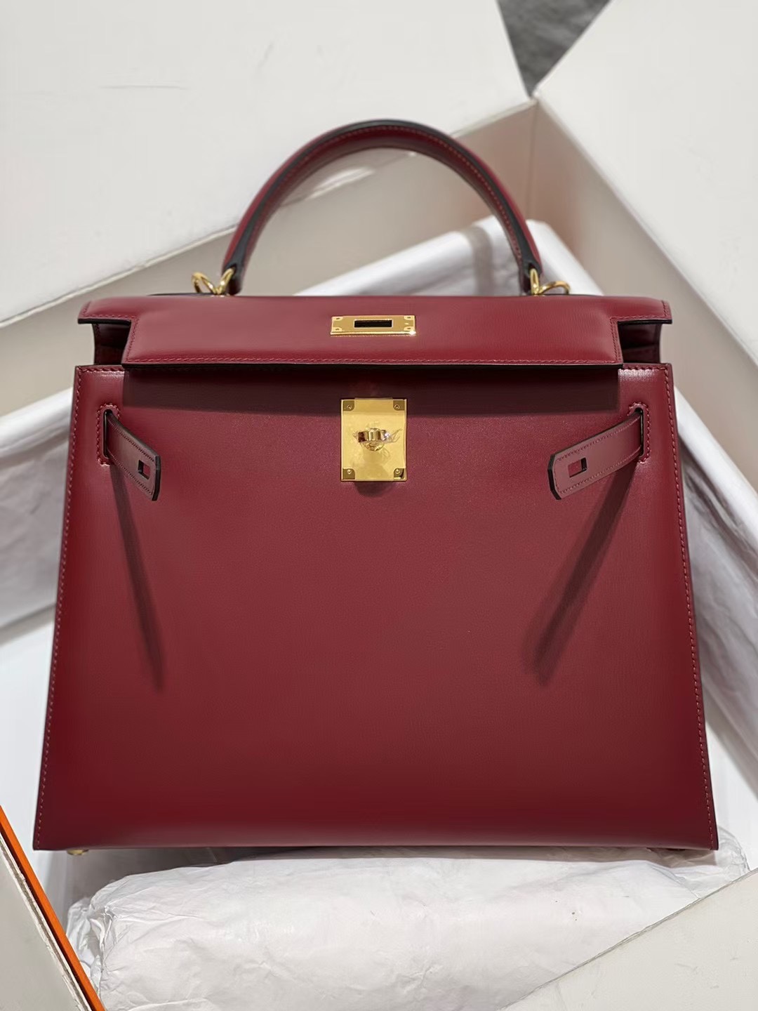 图片[7]-Kelly 28 sellier 外缝 Box皮 Rouge -55 红 金扣GHW～-高仿包包