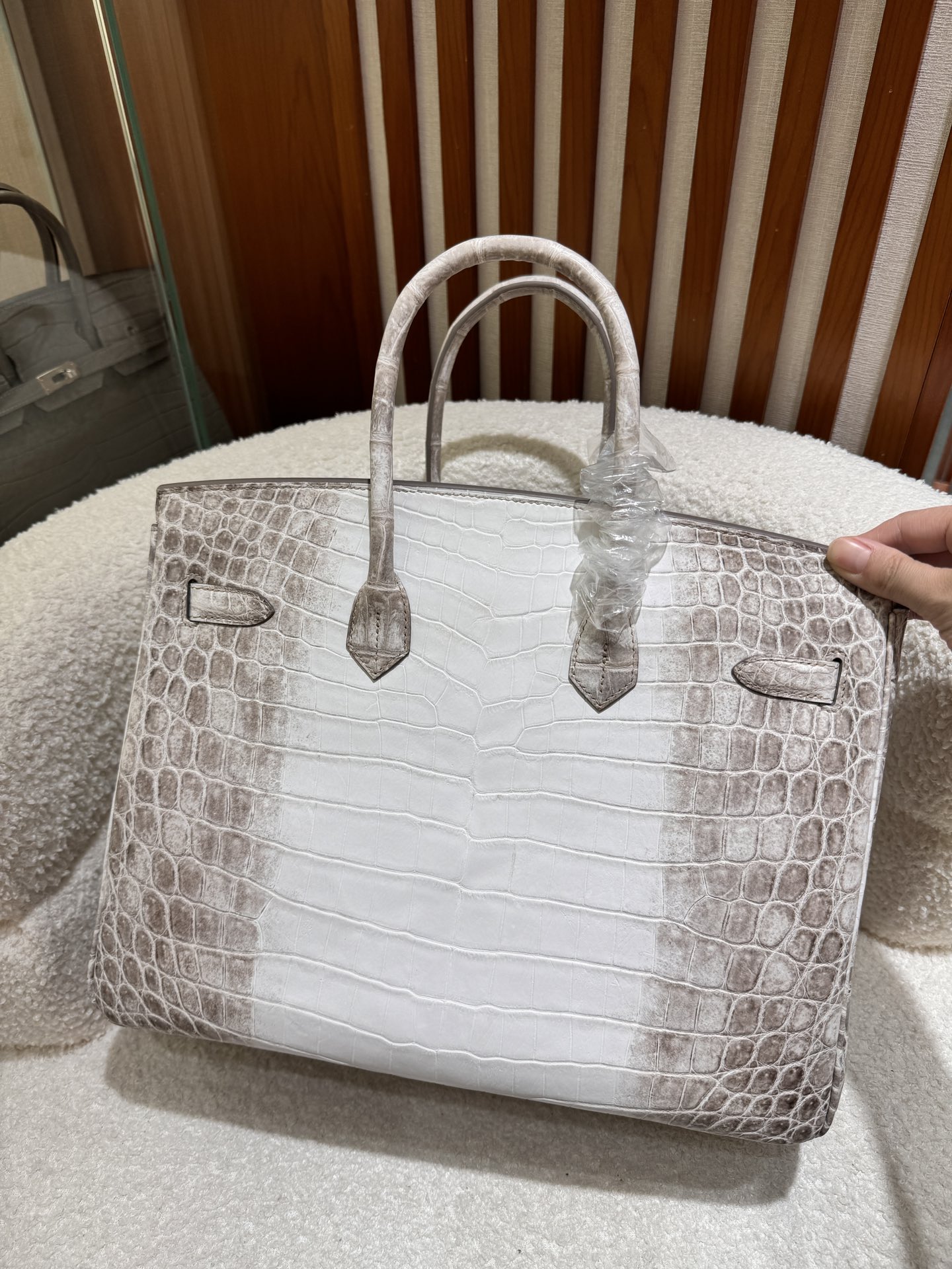 图片[3]-birkin 35cm 喜马拉雅鳄鱼皮手工蜡线缝制-高仿包包