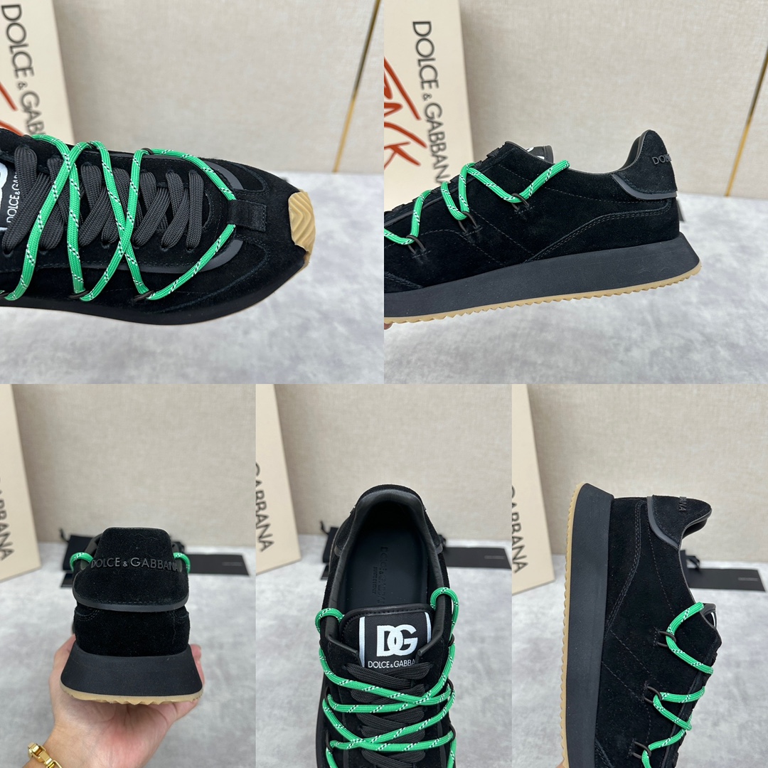 D&G Cushion Patchwork String Casual Sneaker This sneaker is handmade with geometric stringing in a variety of materials and color blocking, an innovative look at the future The new Cushion sneaker features a cowhide patchwork suede upper with the DG logo on the tongue Contrasting cowhide patchwork color blocking embellishments echoing the overall color palette Logo Tongue Original logo Cowhide Latex padded footbed Comfortable, skin-friendly, and lightweight, The grippy rubber outsole is innovatively designed for performance, while the jacquard label adds a timeless touch!  Available in multiple colors!Standard counter size: 39-44# (38.45.46🉑 customized) P¥960