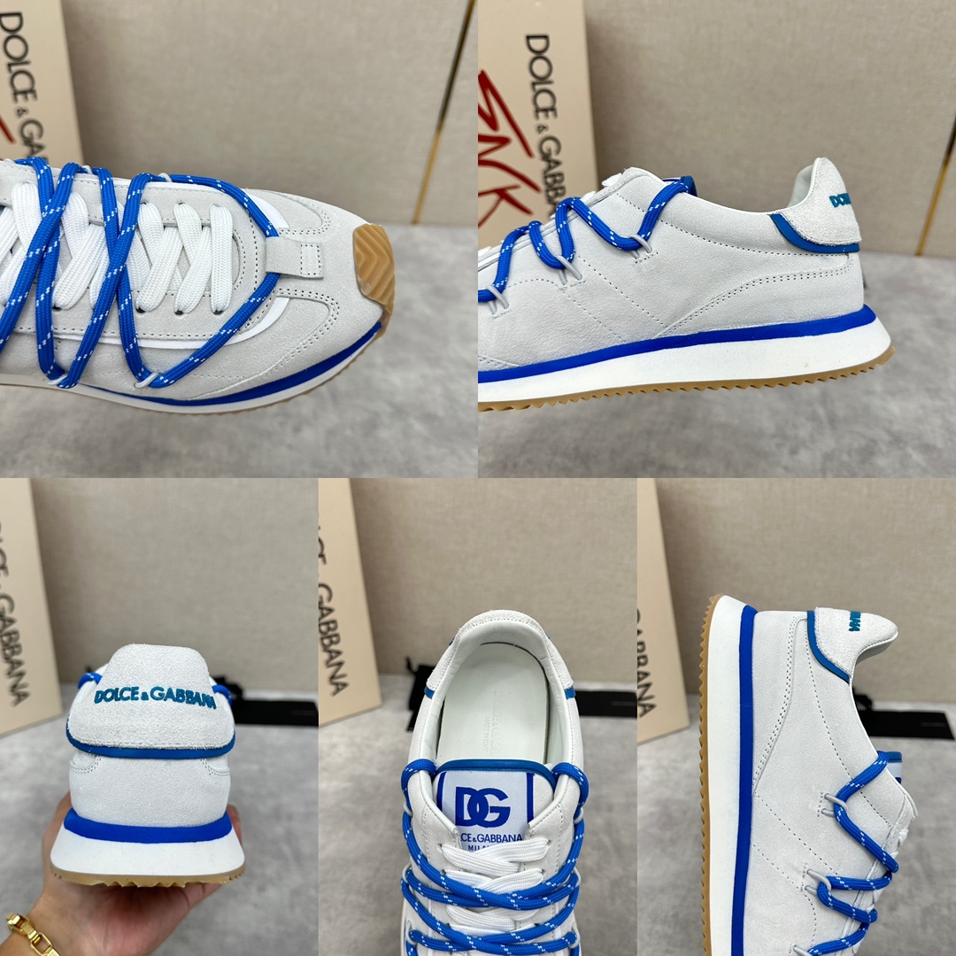 D&G Cushion Patchwork String Casual Sneaker This sneaker is handmade with geometric stringing in a variety of materials and color blocking, an innovative look at the future The new Cushion sneaker features a cowhide patchwork suede upper with the DG logo on the tongue Contrasting cowhide patchwork color blocking embellishments echoing the overall color palette Logo Tongue Original logo Cowhide Latex padded footbed Comfortable, skin-friendly, and lightweight, The grippy rubber outsole is innovatively designed for performance, while the jacquard label adds a timeless touch!  Available in multiple colors!Standard counter size: 39-44# (38.45.46🉑 customized) P¥960