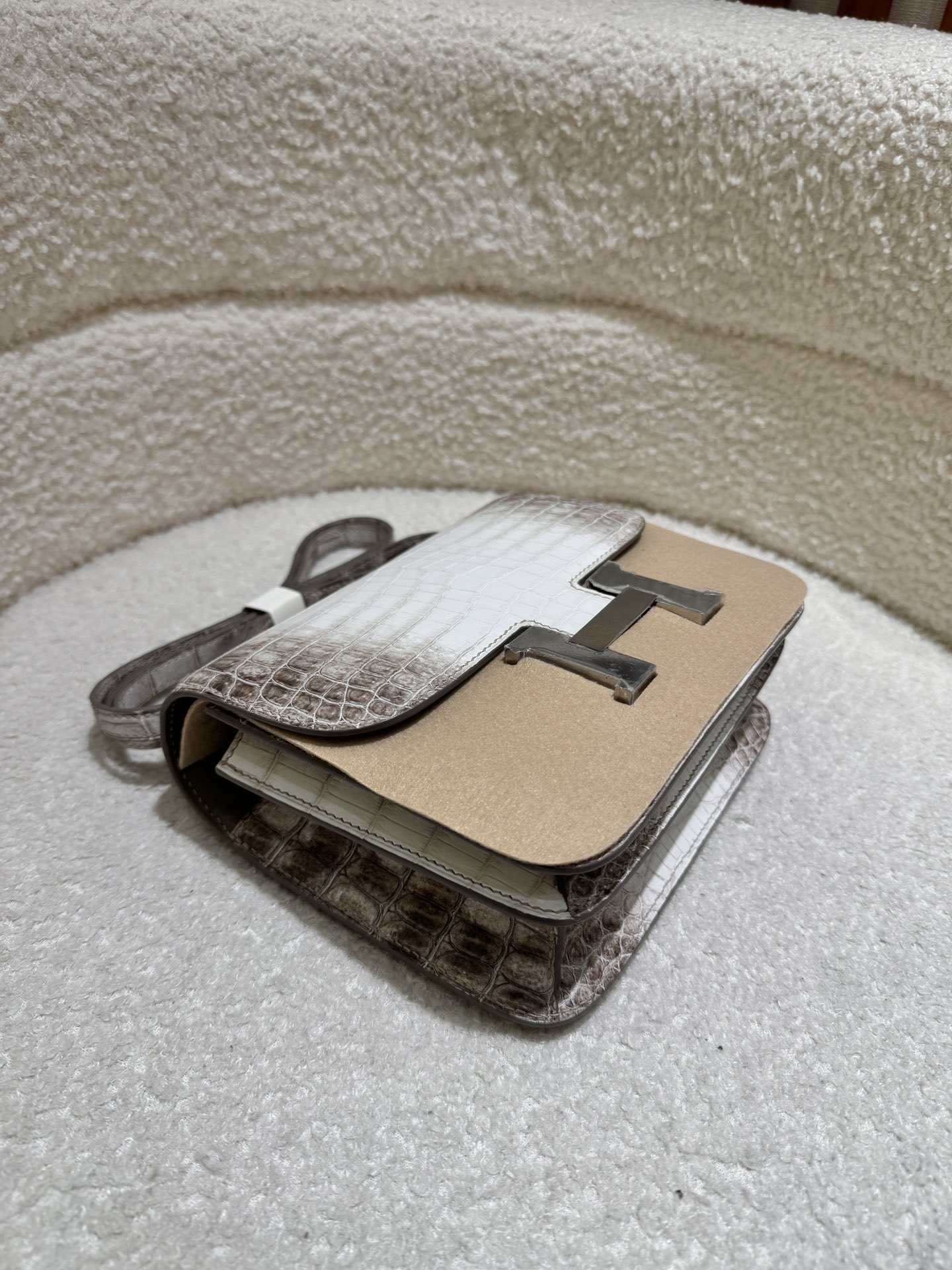 Picture [8]-New Kang Kang stewardess bag 18cm silver buckle Himalayan crocodile hand waxed stitching-High-fashion bags