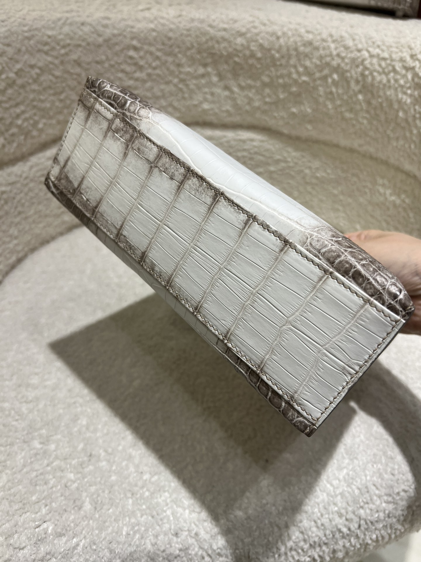 Picture[9]-New Kelly 22cm First Generation Himalayan Crocodile Leather Handmade Wax Stitching-High Fake Bags