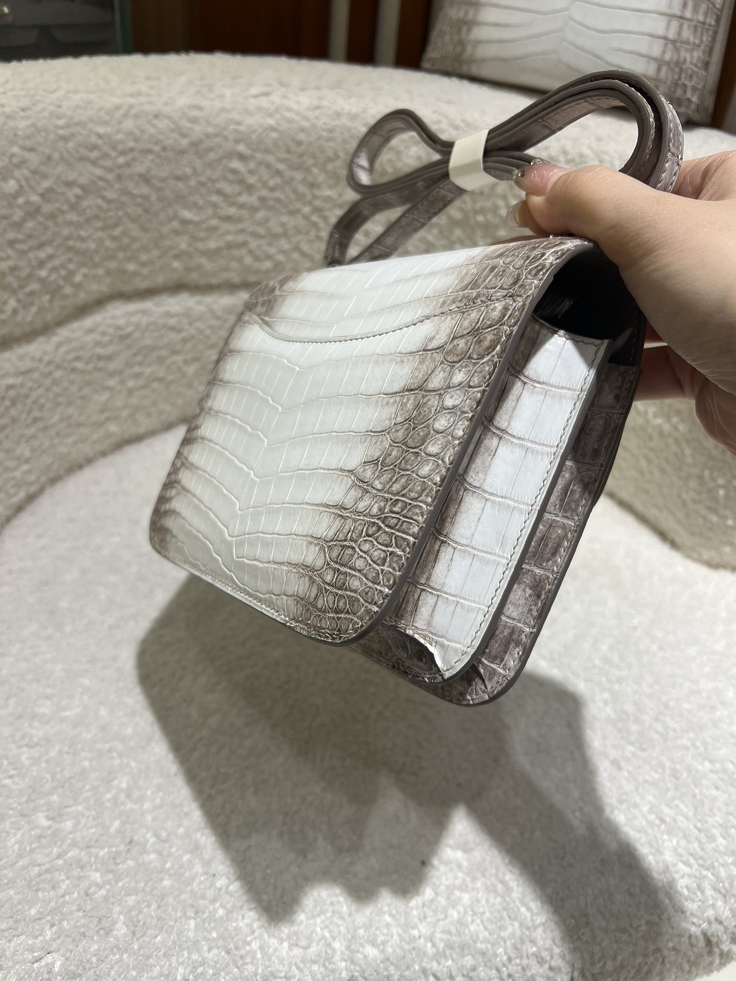 Picture [10]-New Kang Kang stewardess bag 18cm silver buckle Himalayan crocodile hand waxed stitching-High-fashion bags