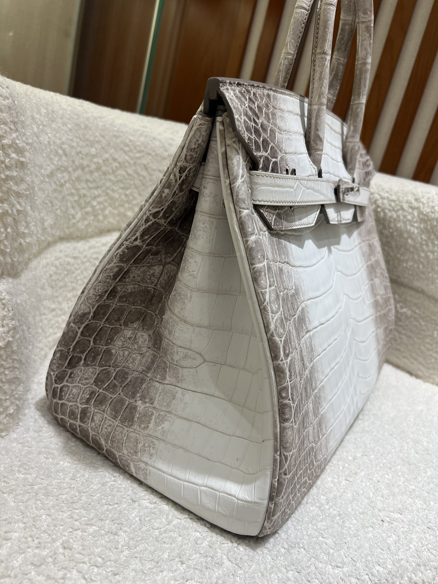 图片[2]-birkin 35cm 喜马拉雅鳄鱼皮手工蜡线缝制-高仿包包