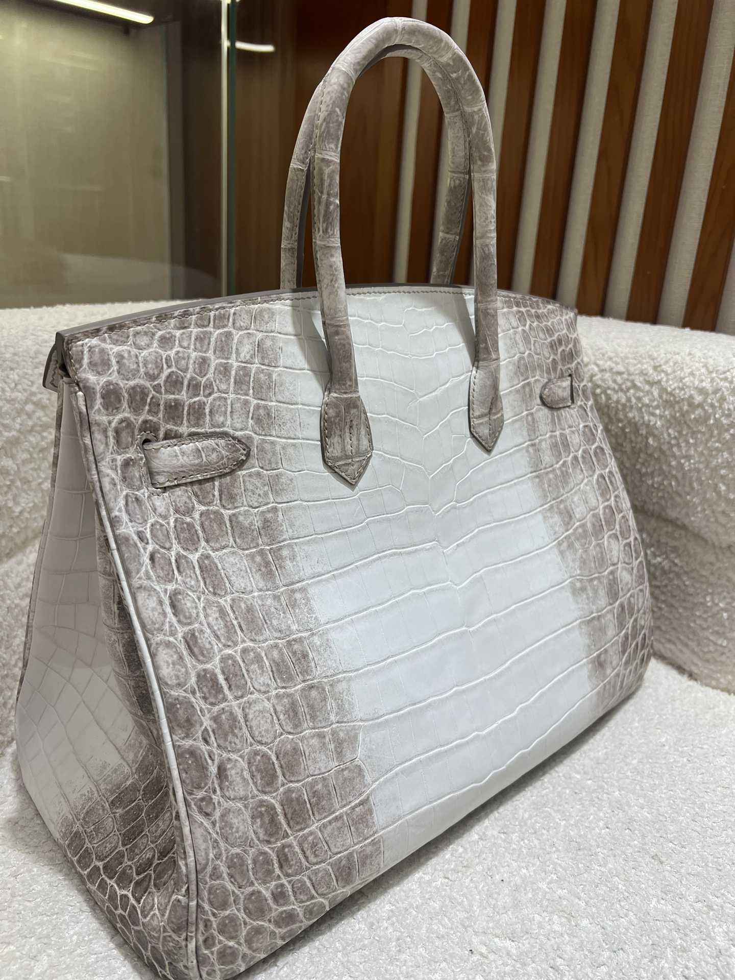 图片[8]-birkin 35cm 喜马拉雅鳄鱼皮手工蜡线缝制-高仿包包